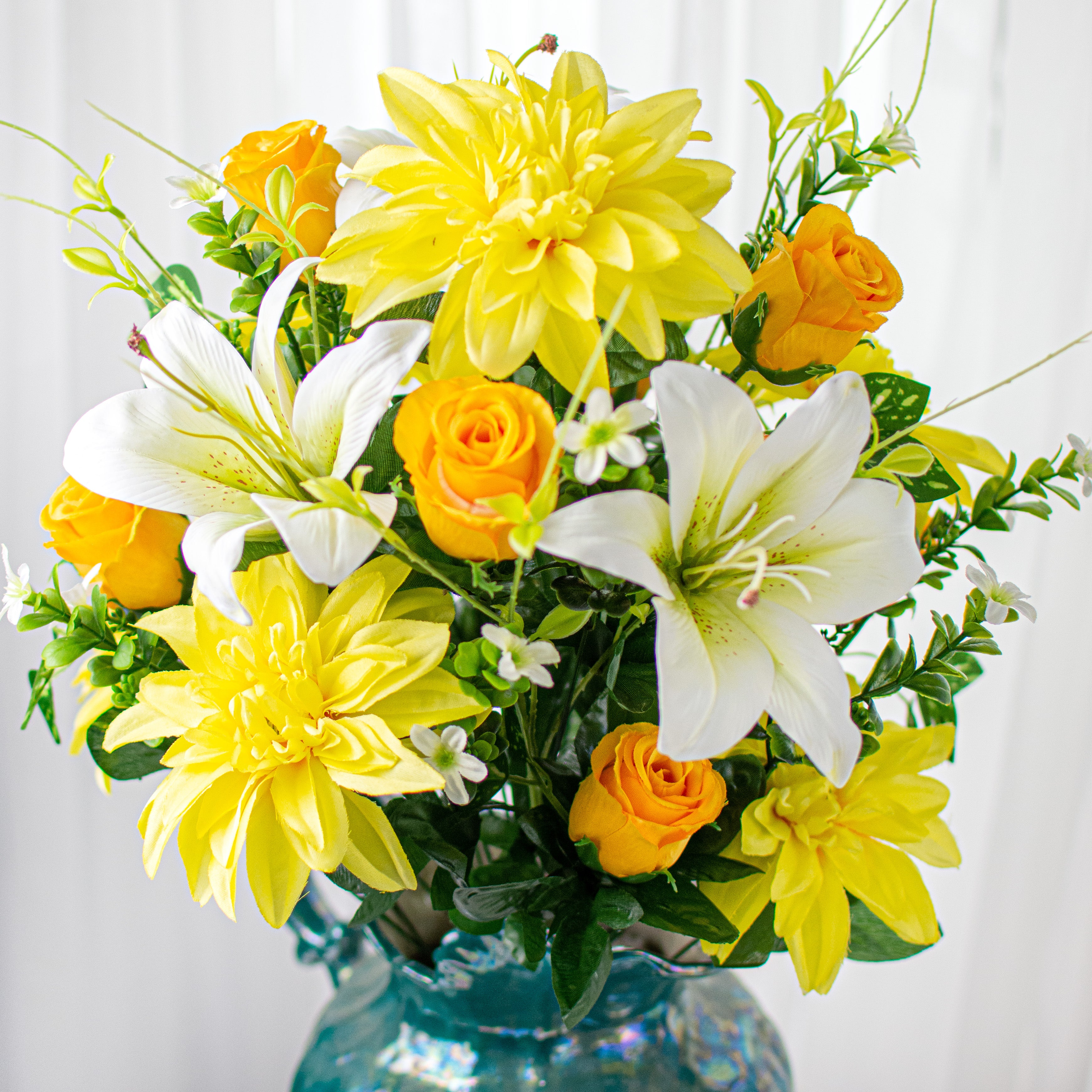 23" Rose Bud, Dahlia, Lily Bush: Yellow Item Number: 35125YW