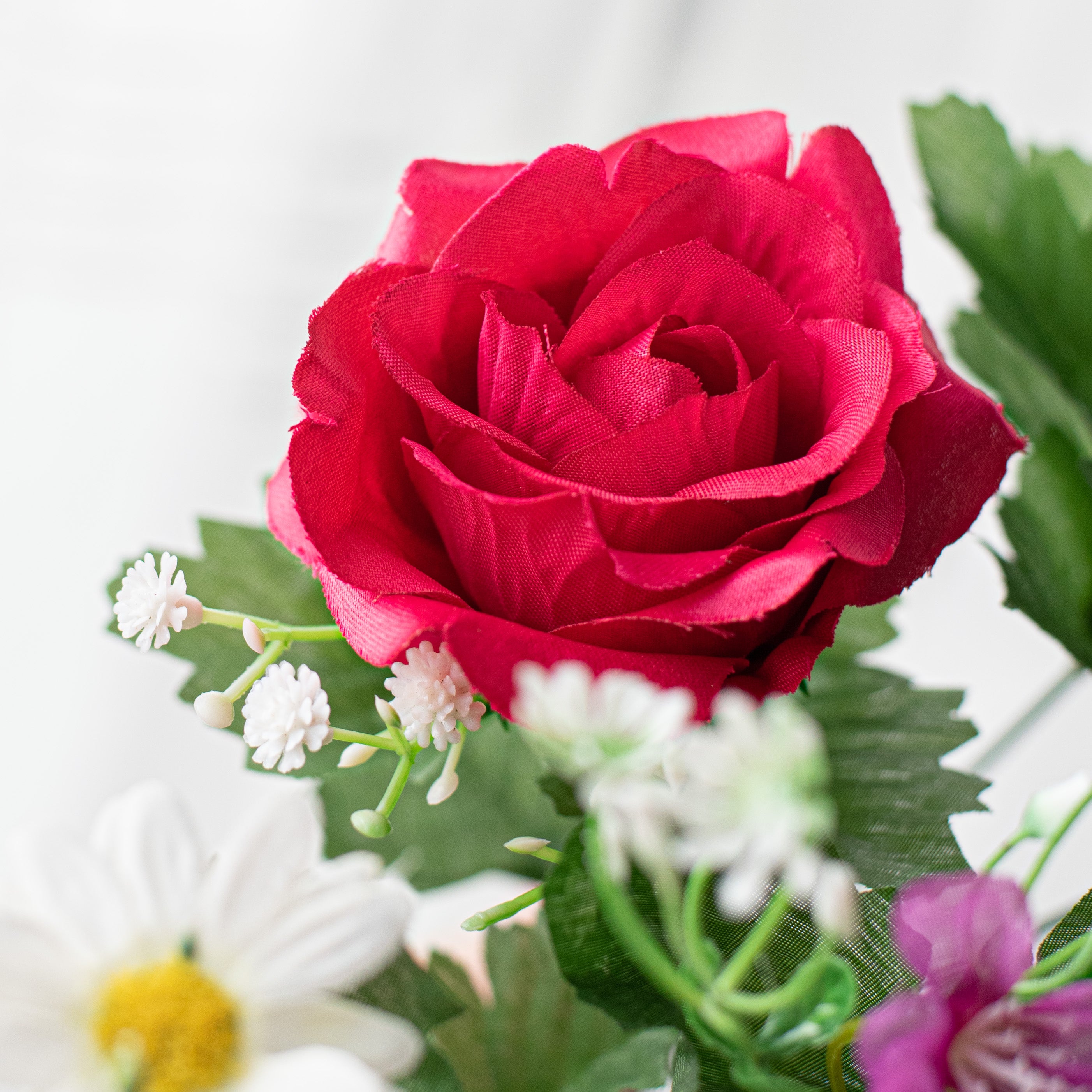 18" Rose & Daisy Bush: Lavender & Fuchsia detail photo 5