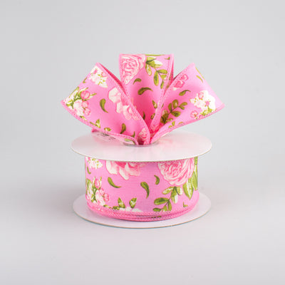 1.5" Rose Floral Ribbon: Pink (10 yards) Lifestyle Photo