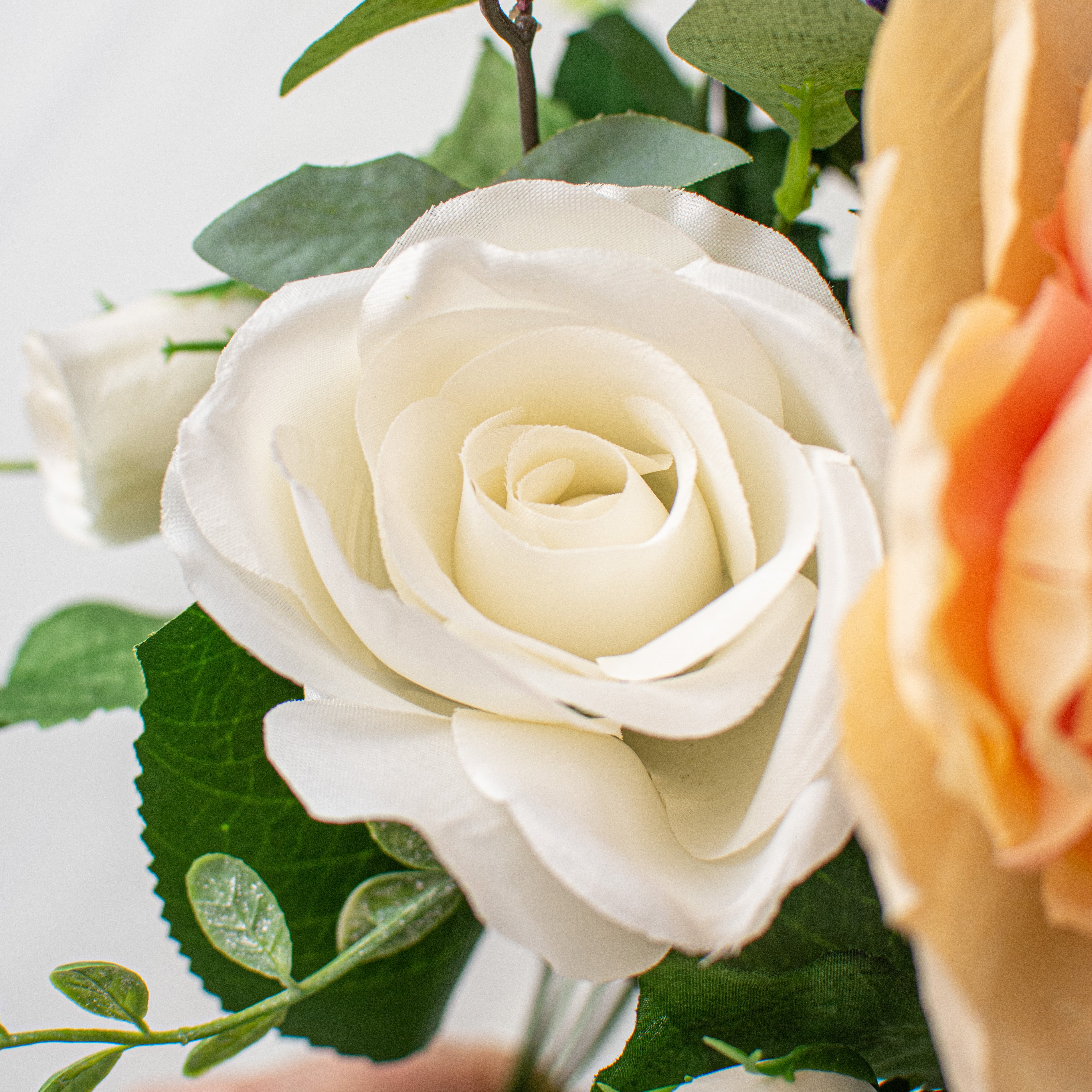 17" Rose, Peony, Lavender Bush: Peach & White Lifestyle Photo
