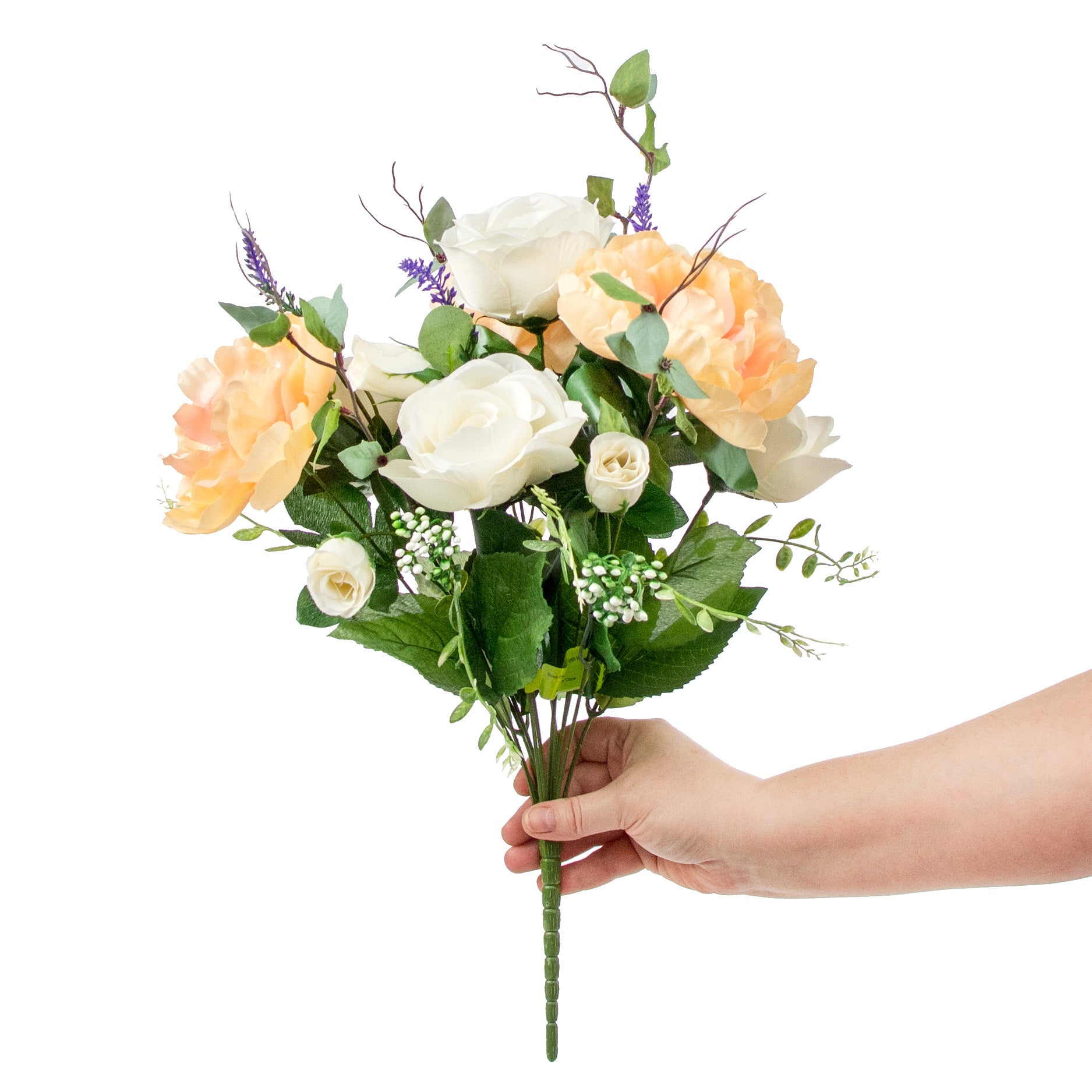 17" Rose, Peony, Lavender Bush: Peach & White detail photo 3
