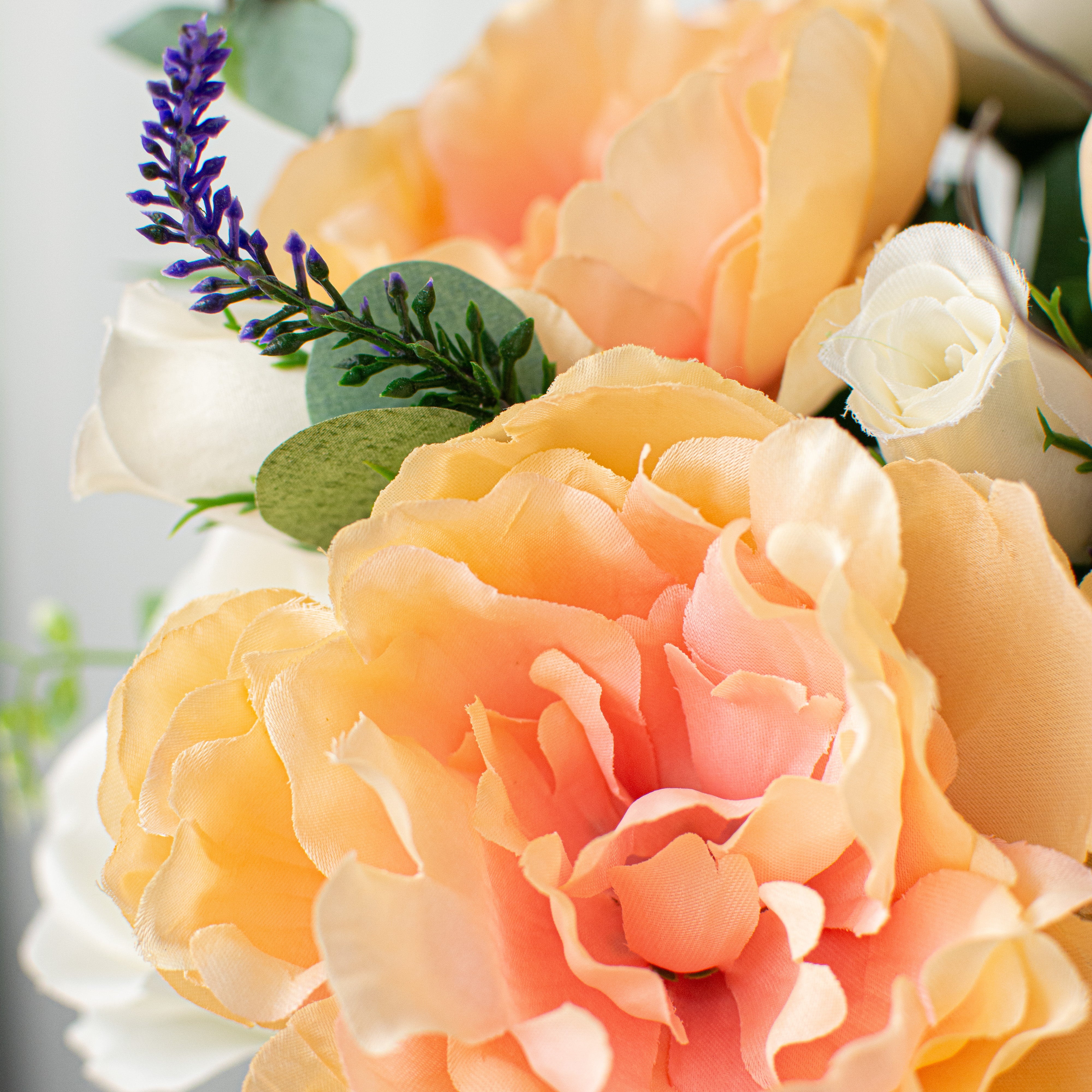 17" Rose, Peony, Lavender Bush: Peach & White detail photo 4