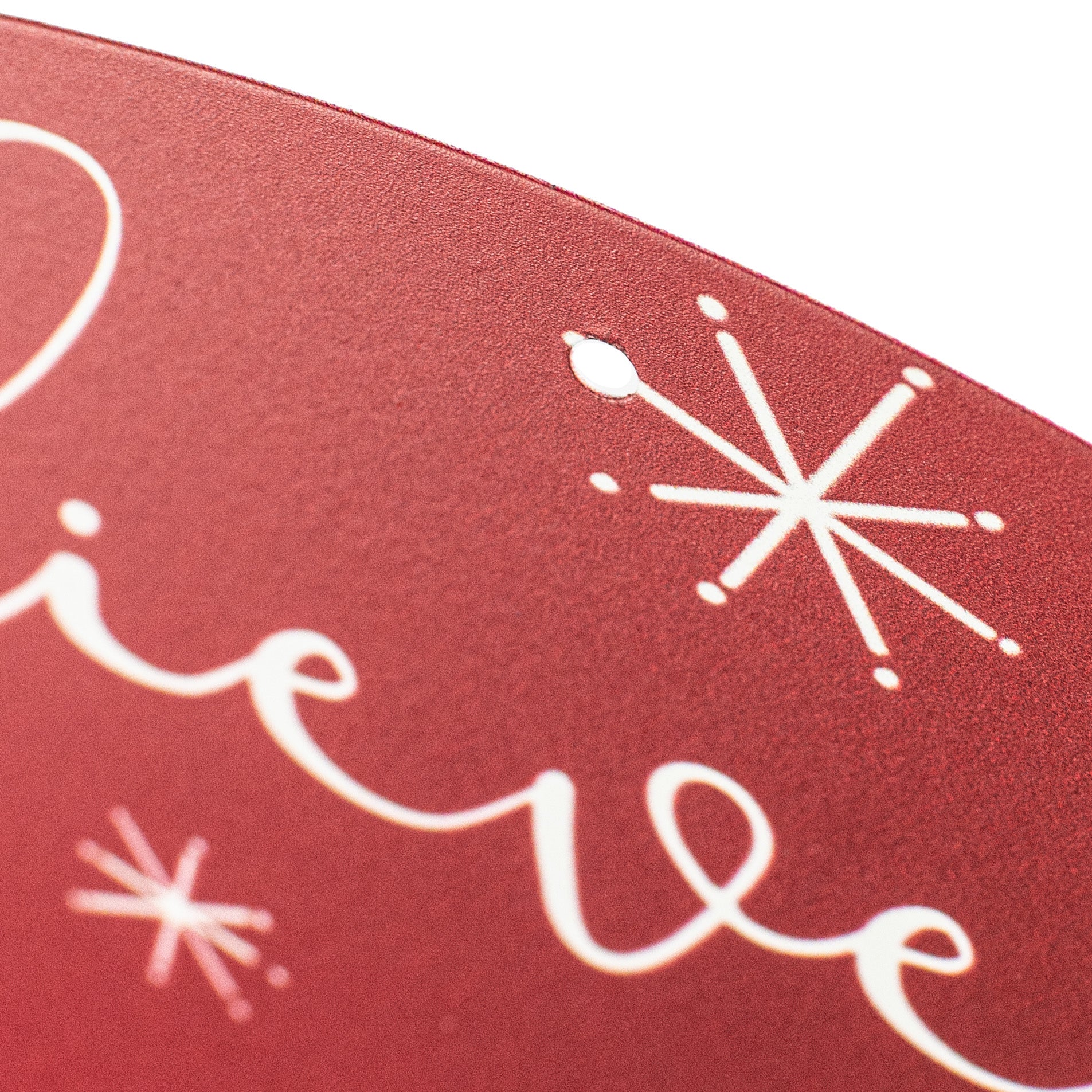 12" Round Metal Sign: Brown Santa Believe detail photo 3