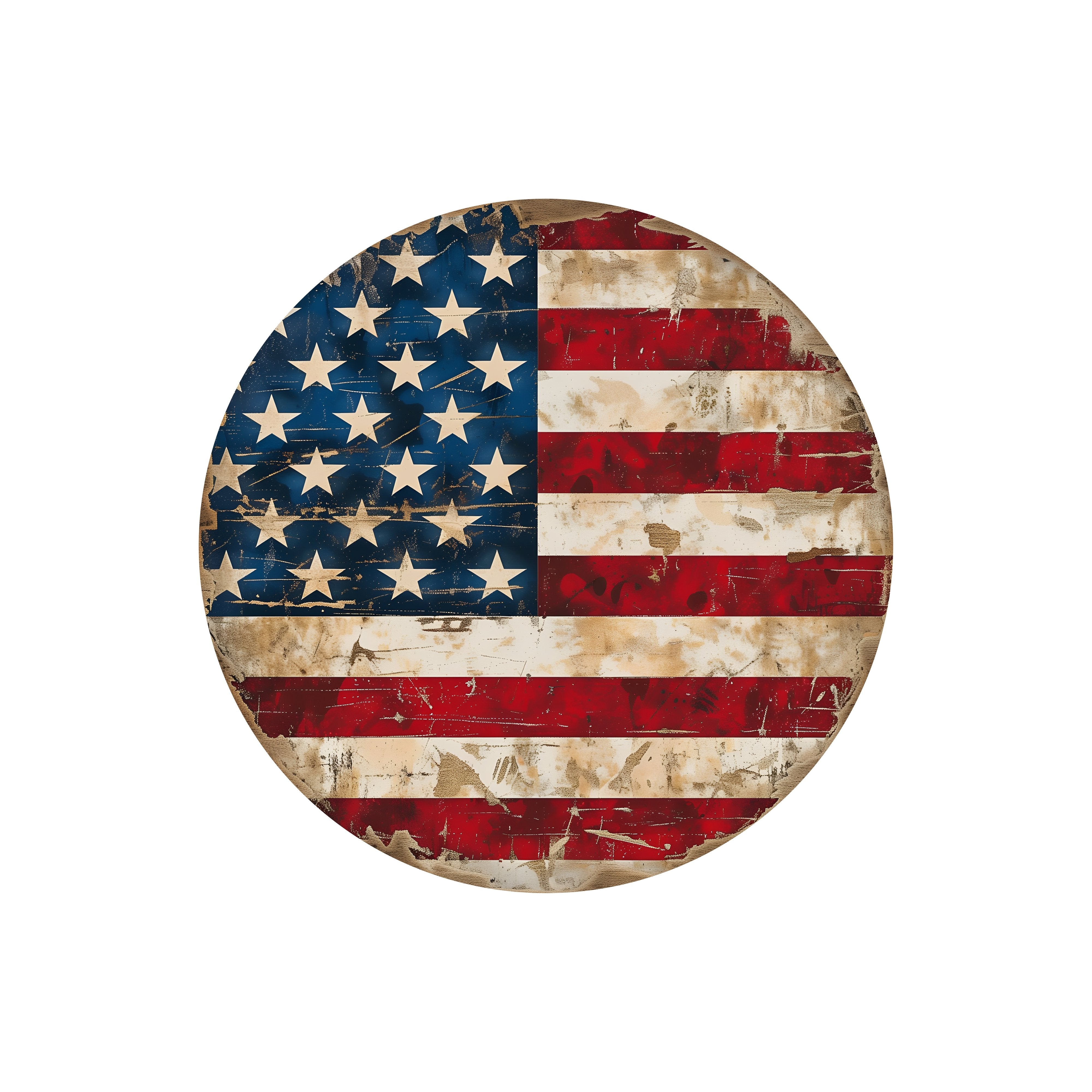 6" Round Waterproof Accent: Distressed American Flag Item Number: CD1112NH-060
