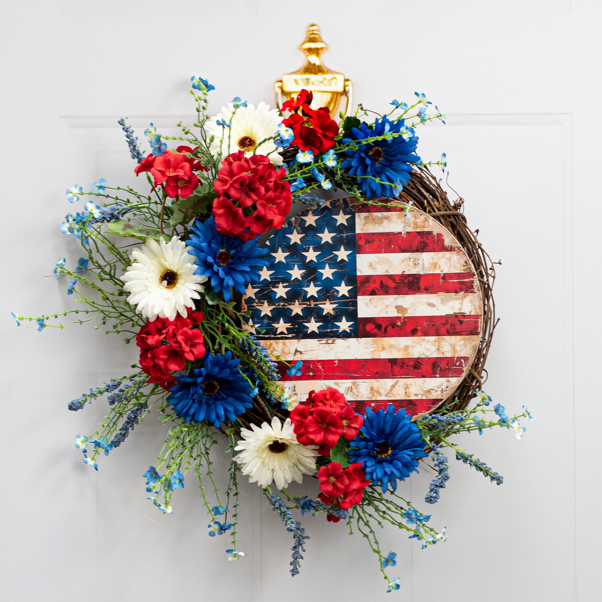 10.5" Round Waterproof Accent: Distressed American Flag Lifestyle Photo
