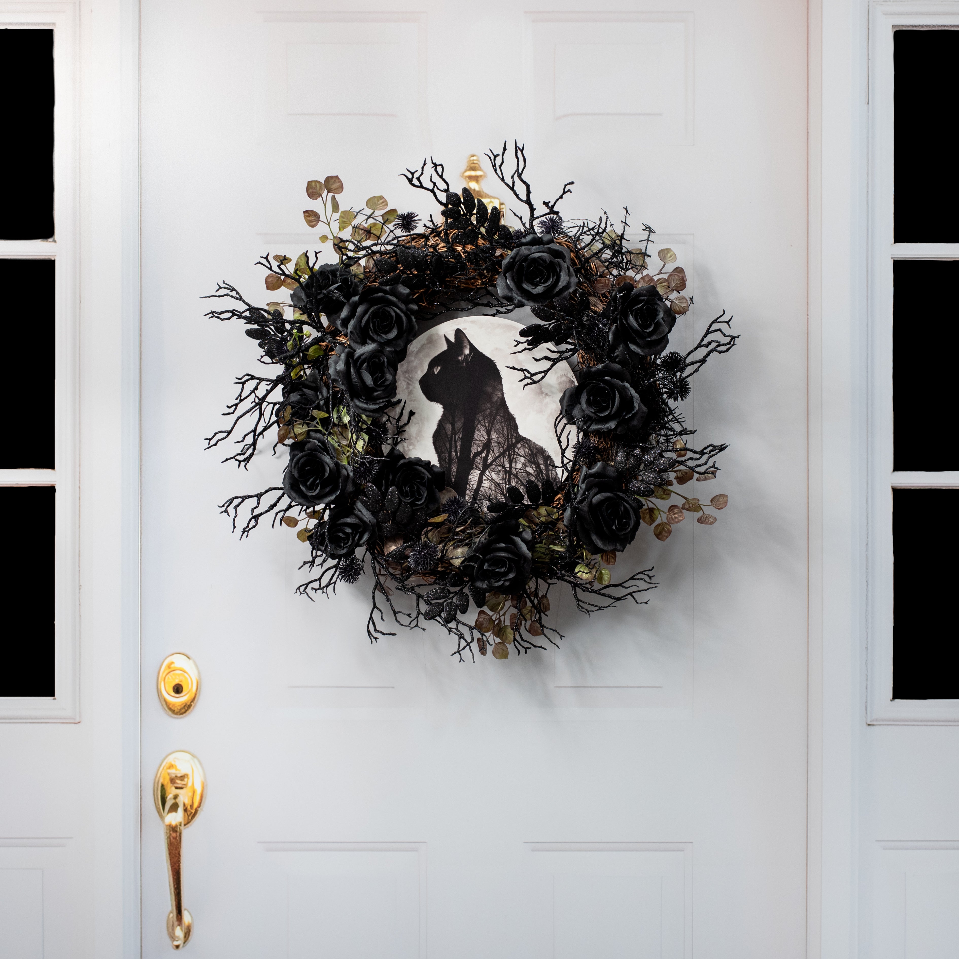 10.5" Round Waterproof Sign: Black Cat Moon detail photo 4