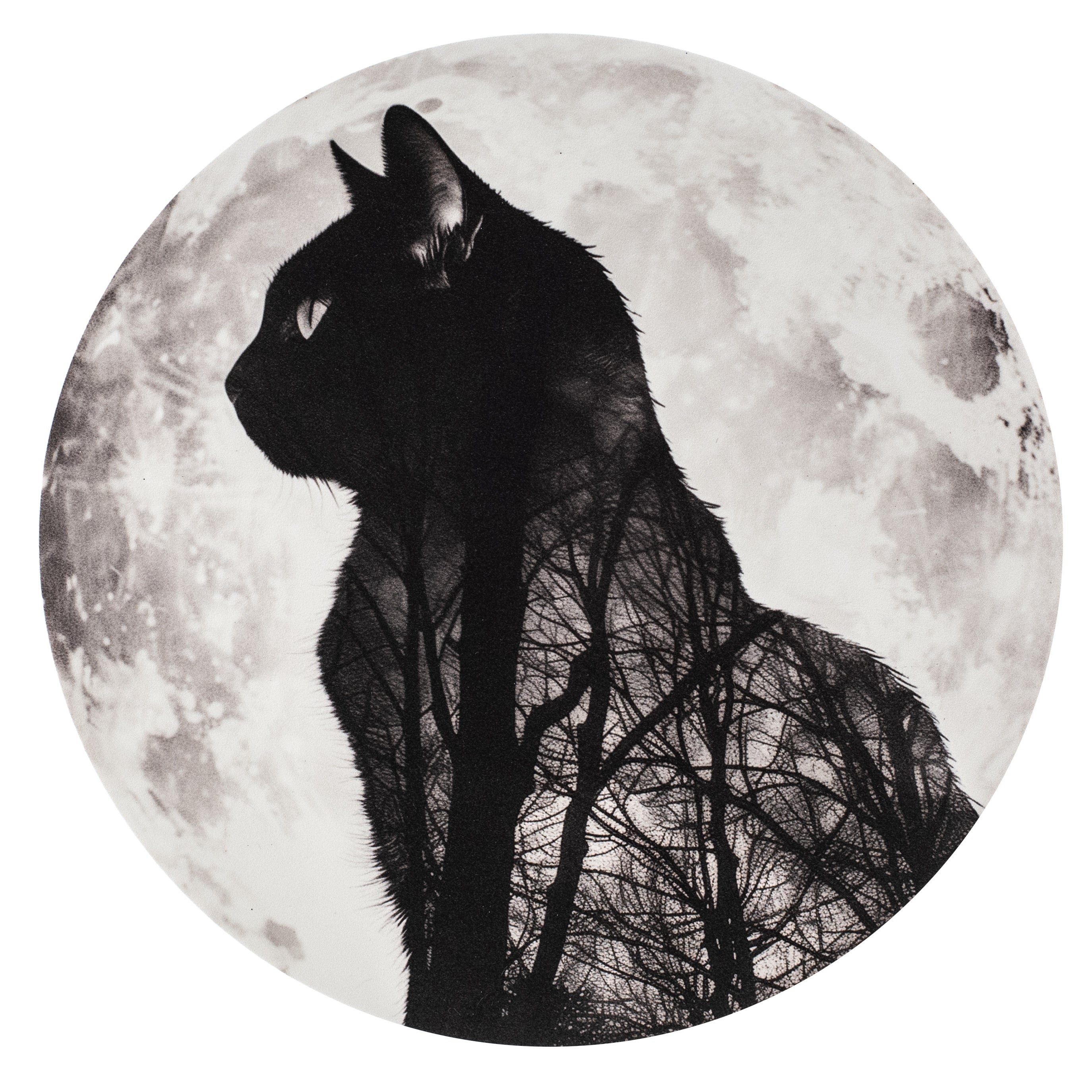 10.5" Round Waterproof Sign: Black Cat Moon Item Number: CD1142NH