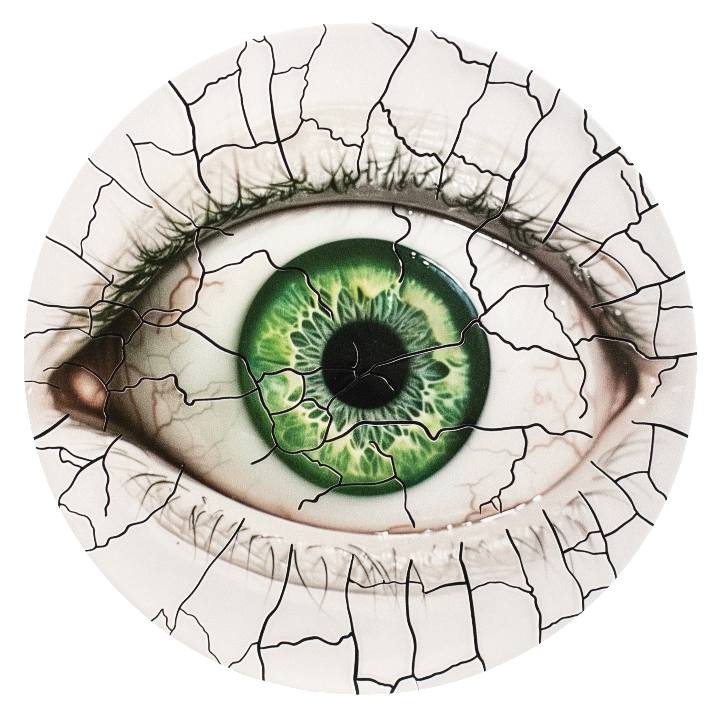 10.5" Round Waterproof Sign: Crackle Texture Creepy Eye Item Number: CD1137NH