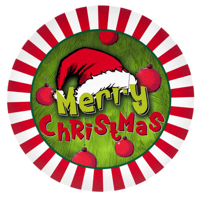 10.5" Round Waterproof Sign: Green Merry Christmas Monster Item Number: CD1148NH
