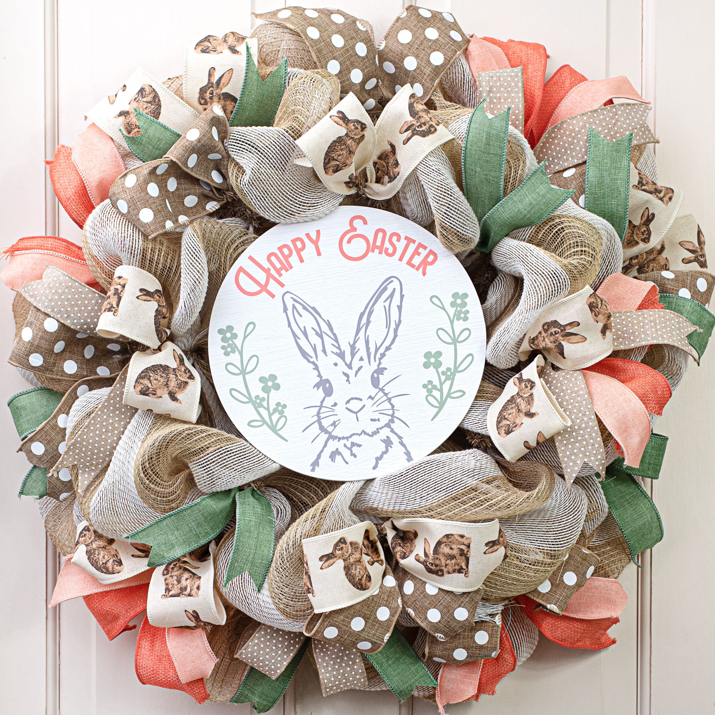 9.4" Round Waterproof Sign: Happy Easter Bunny Lifestyle Photo