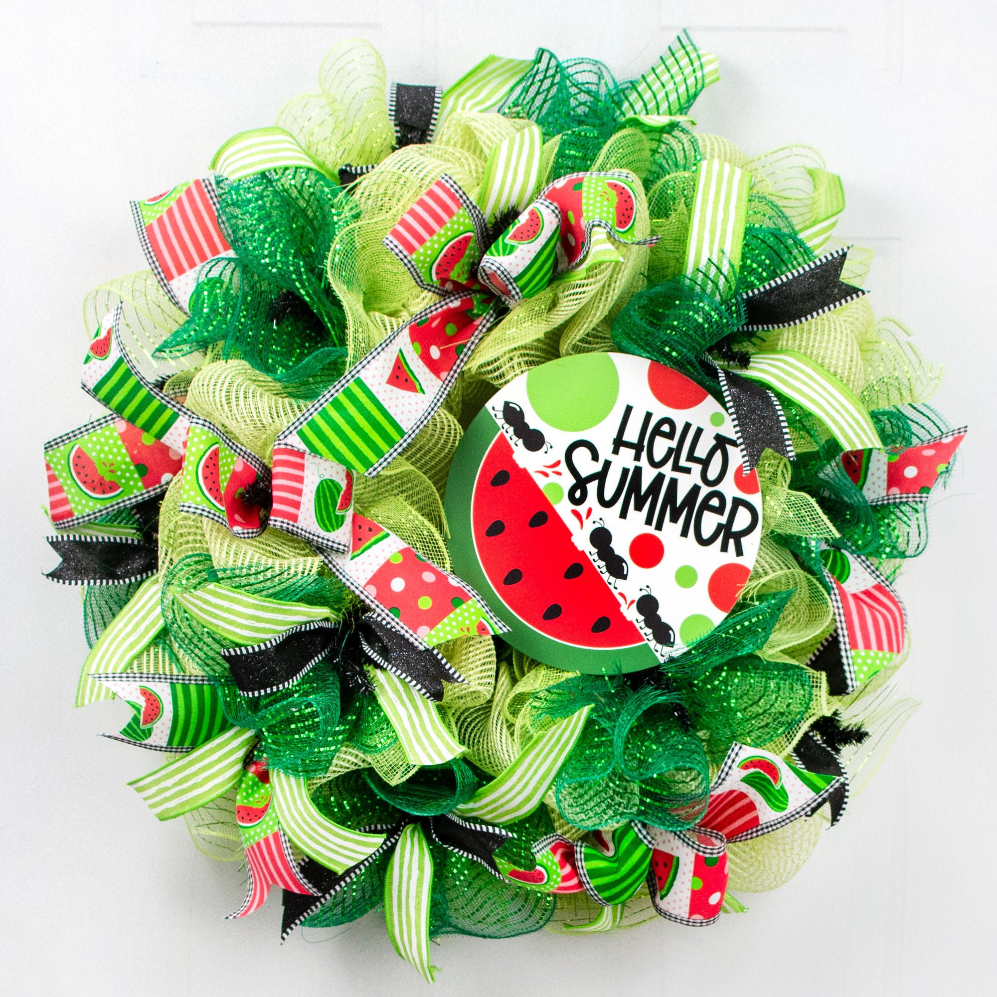 9.4" Round Waterproof Sign: Hello Summer Watermelon Lifestyle Photo