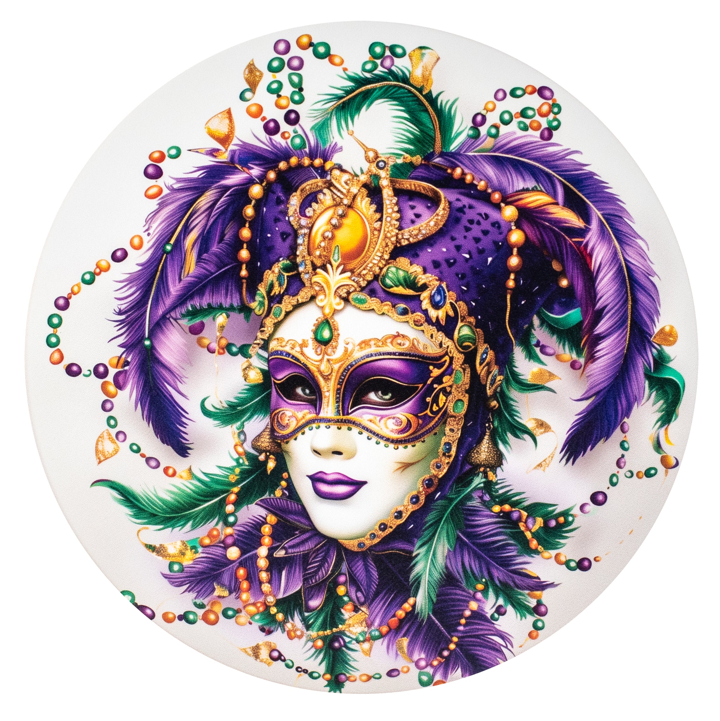 10.5" Round Waterproof Sign: Mardi Gras Jester Lady Face Item Number: CD1162NH