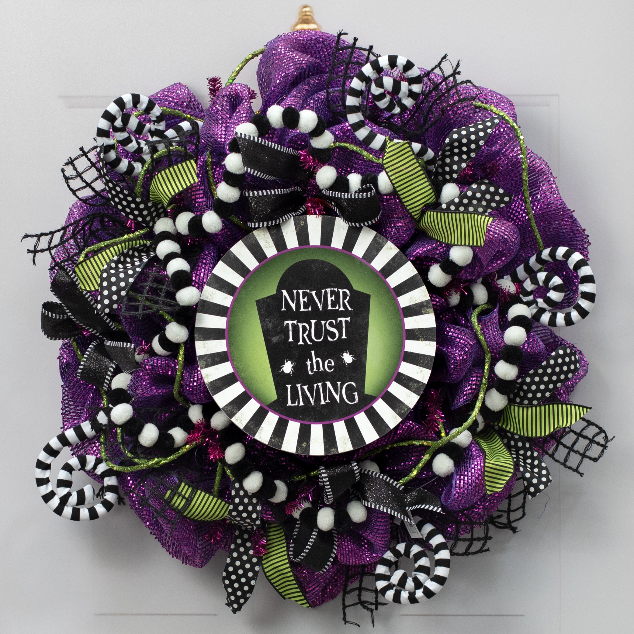 10.5" Round Waterproof Sign: Never Trust the Living Lifestyle Photo