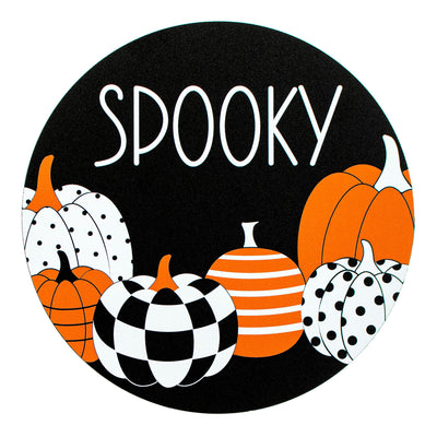 9.4" Round Waterproof Sign: Spooky Pattern Pumpkins Item Number: CD0961NH