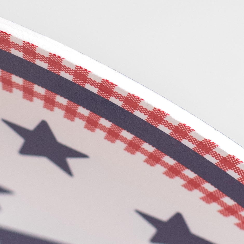 9.4" Round Waterproof Sign: Welcome Gingham USA Flag detail photo 3