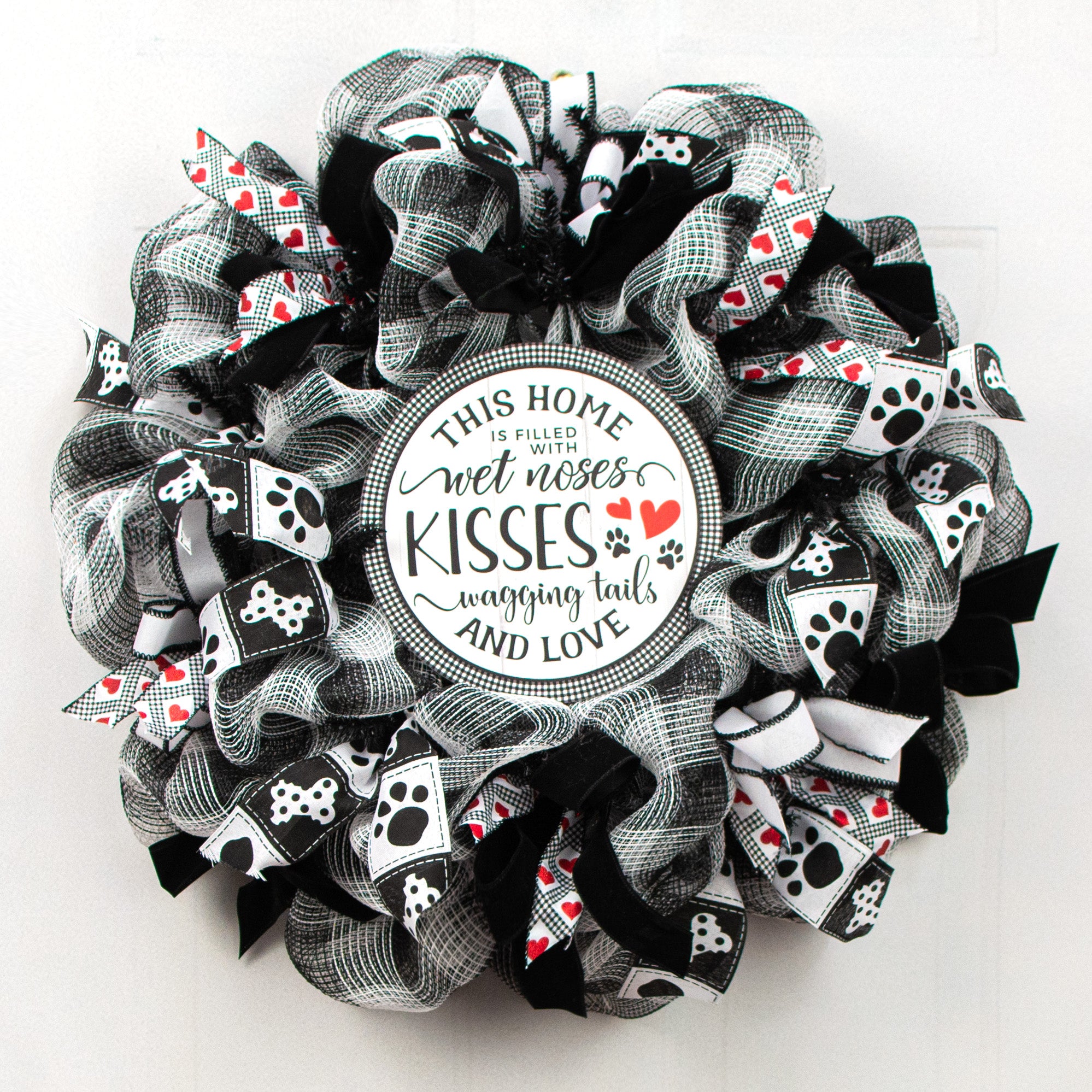 9.4" Round Waterproof Sign: Wet Dog Kisses Lifestyle Photo
