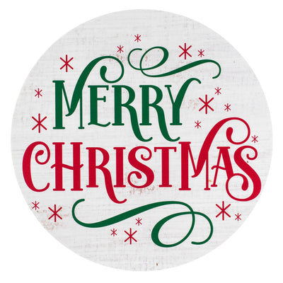 10.5" Round Waterproof Sign: White Wood Merry Christmas Item Number: CD1164NH