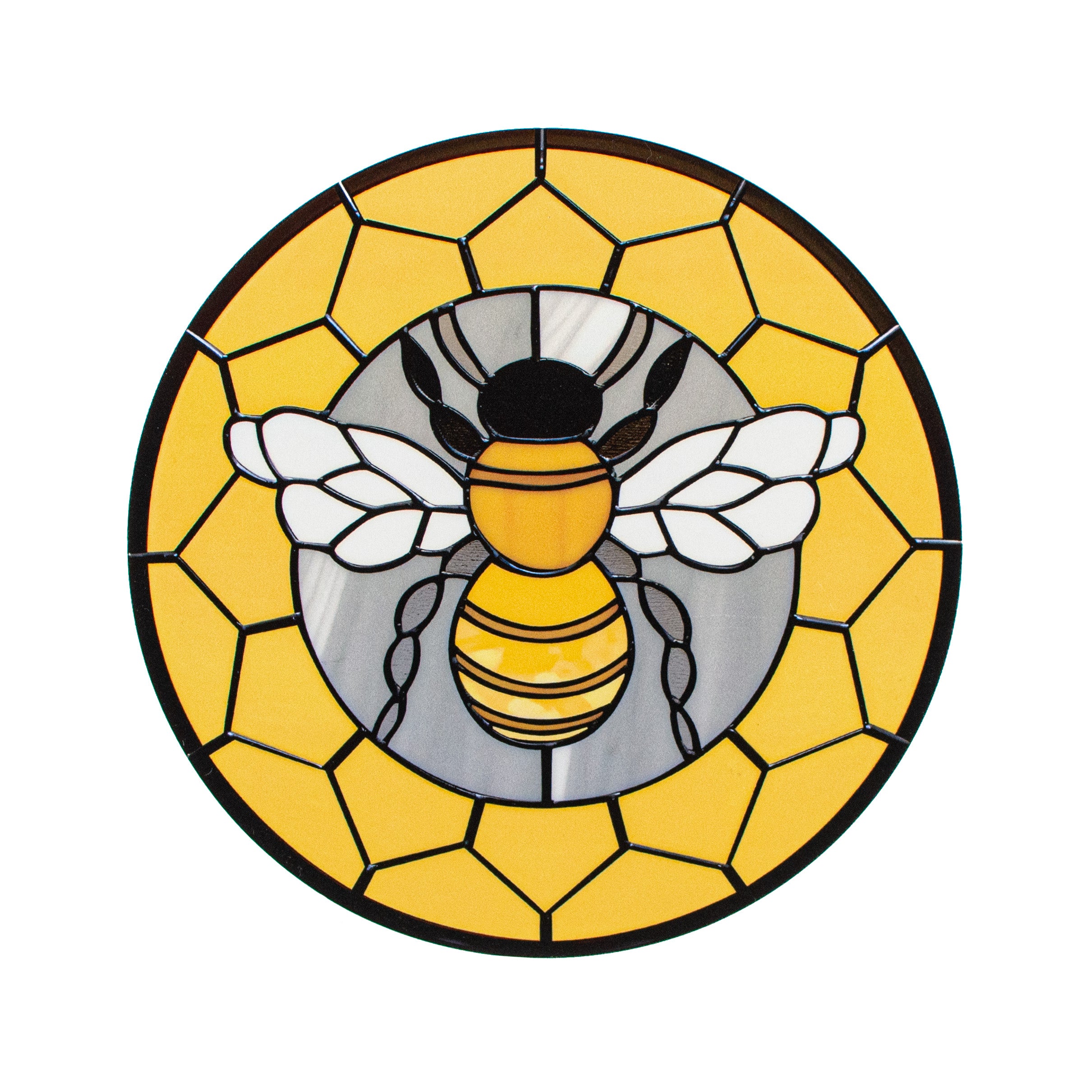 8.5" Round Waterproof Accent: Stained Glass Honey Bee Item Number: CD1064NH