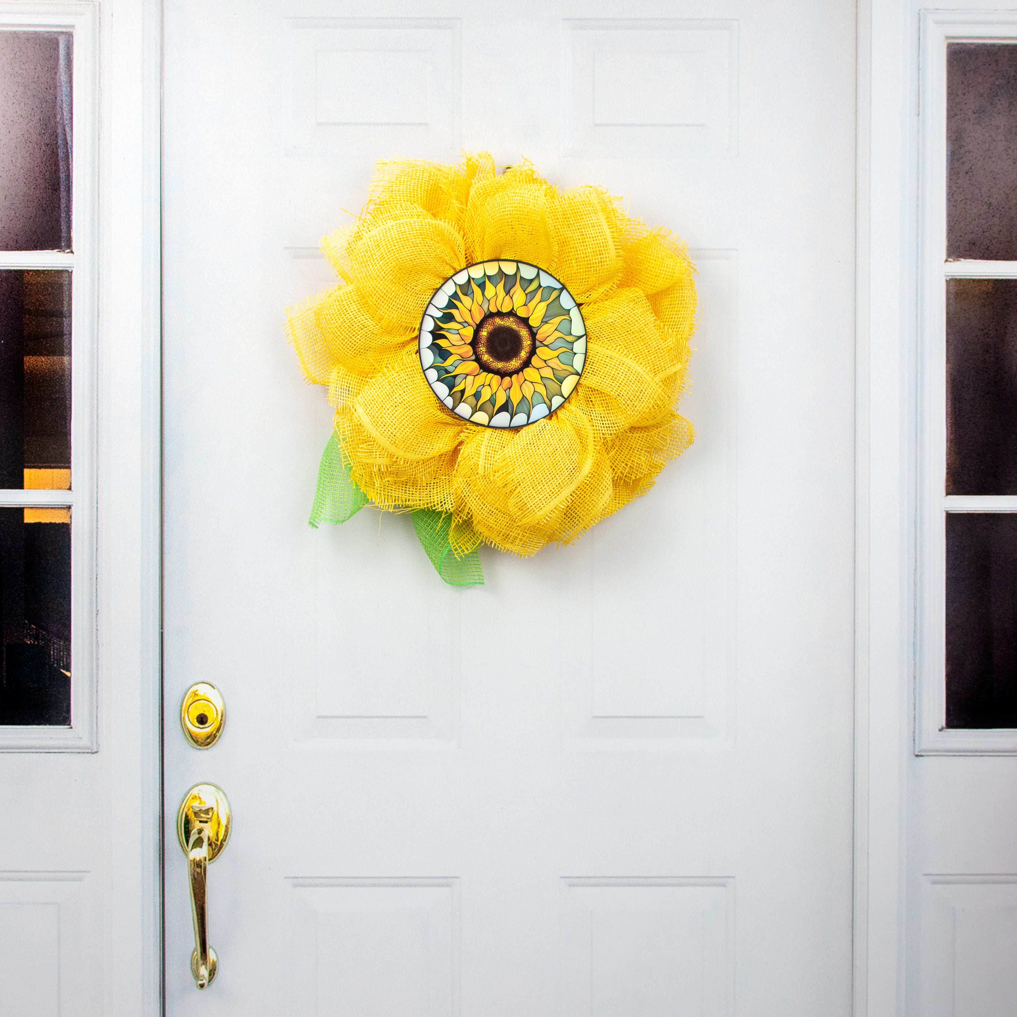 8.5" Round Waterproof Accent: Stained Glass Sunflower Head detail photo 4