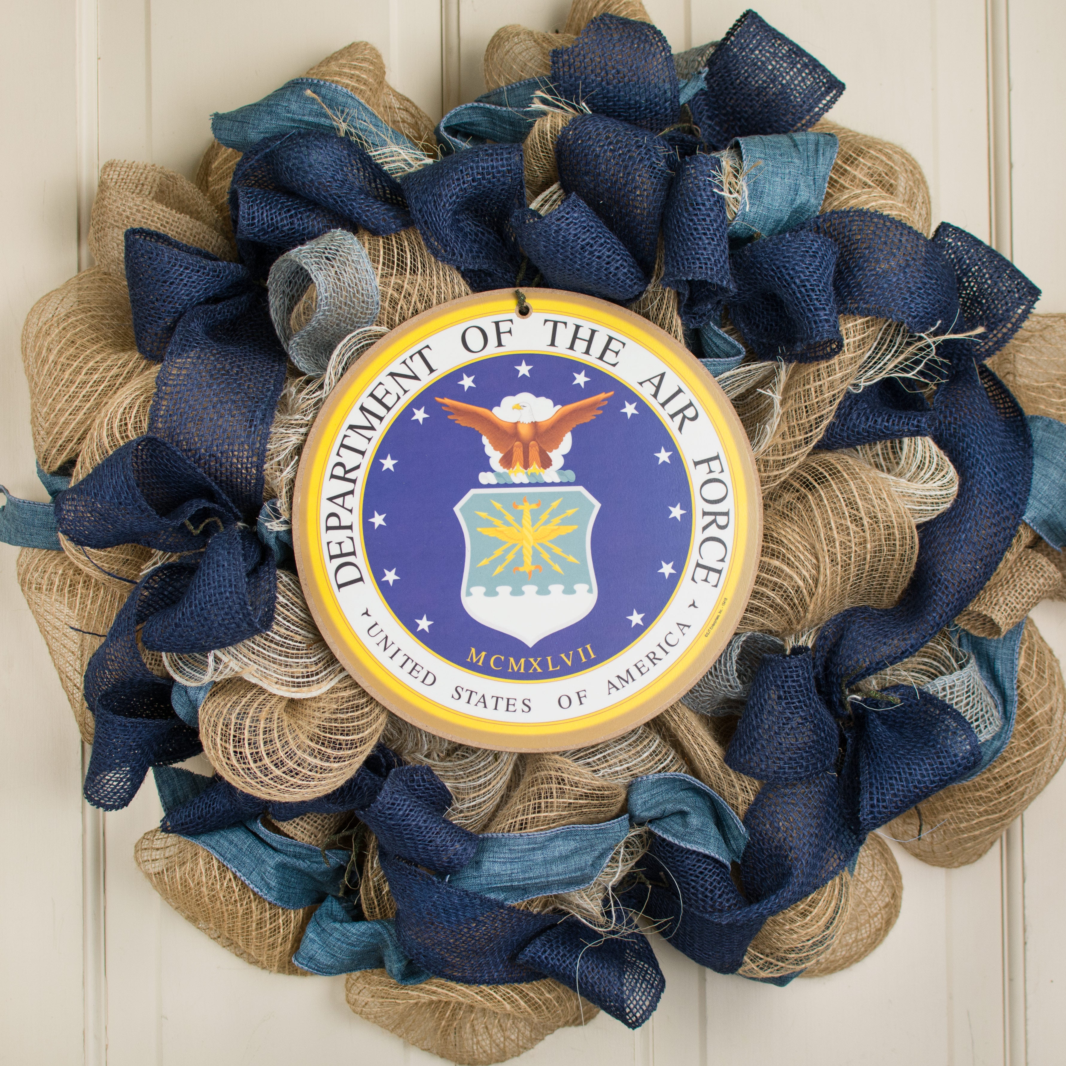 10" Round Wooden Sign: Air Force Lifestyle Photo