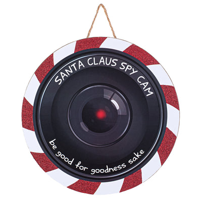 10.5" Round Wooden Sign: Santa Claus Spy Cam Item Number: AP7815