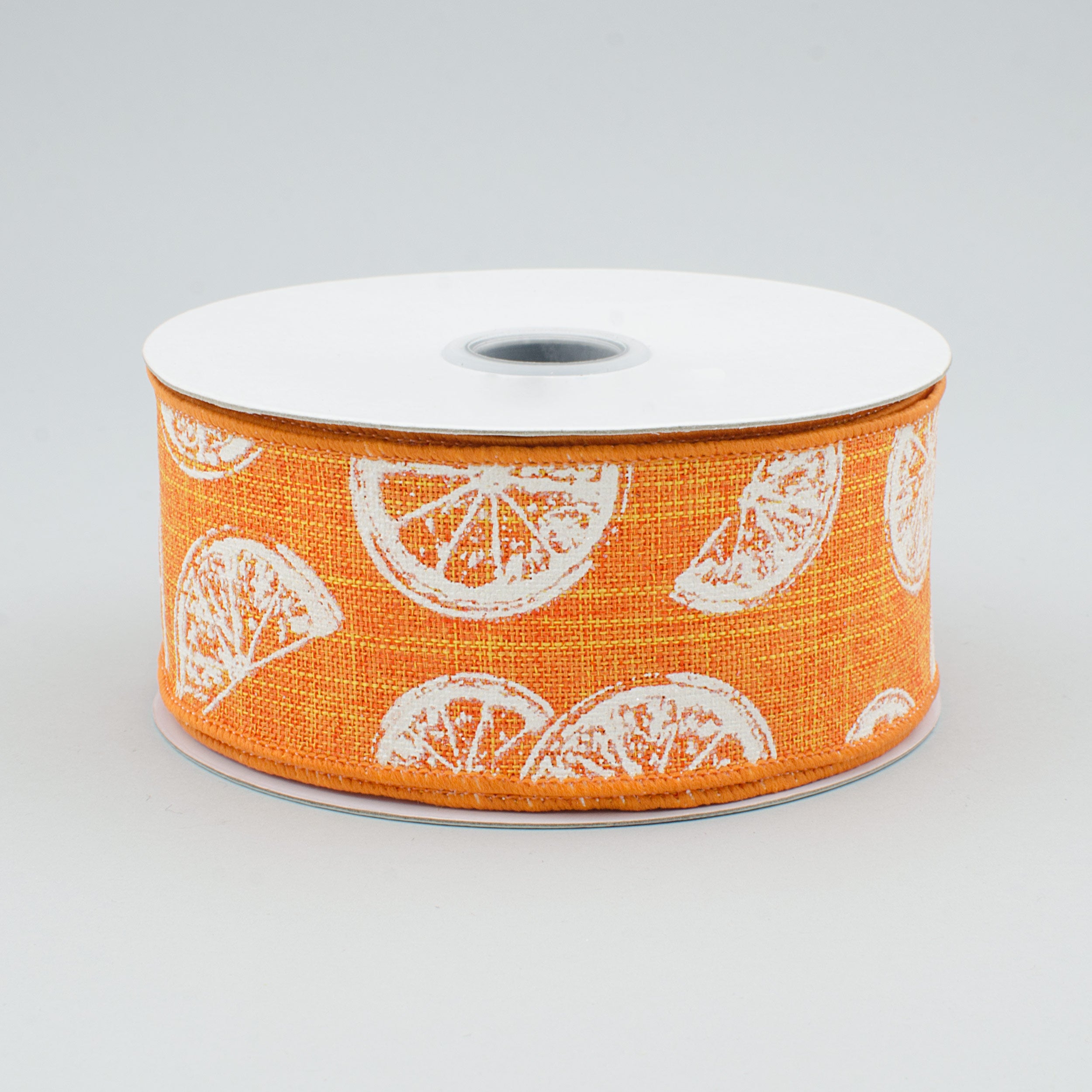 1.5" Royal Canvas Citrus Print Ribbon: Orange & White (10 Yards)