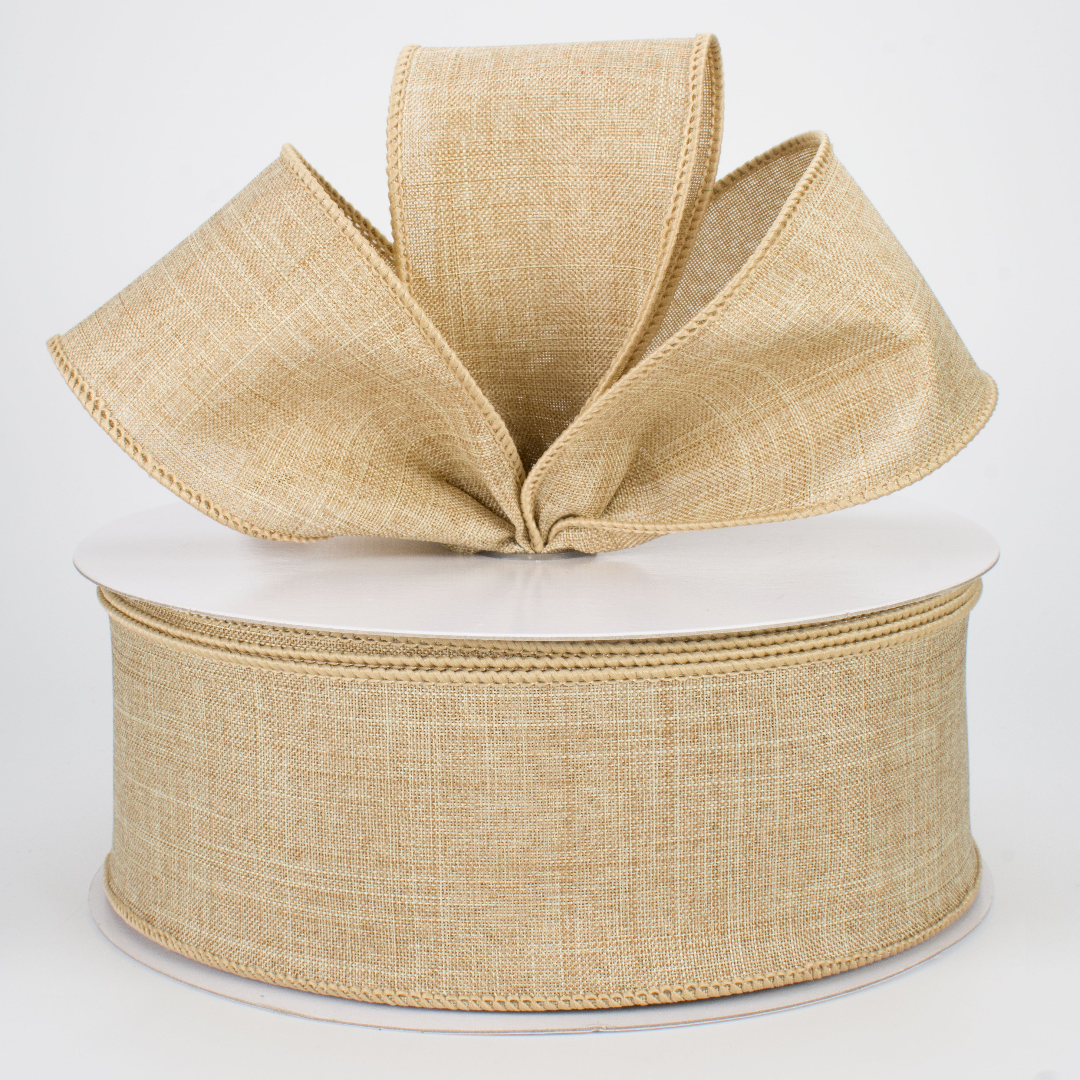 2.5" Royal Canvas Ribbon: Beige (50 Yards) Lifestyle Photo