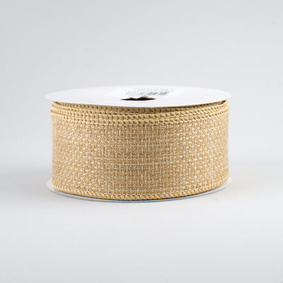 1.5" Royal Faux Burlap Ribbon: Beige (10 Yards)