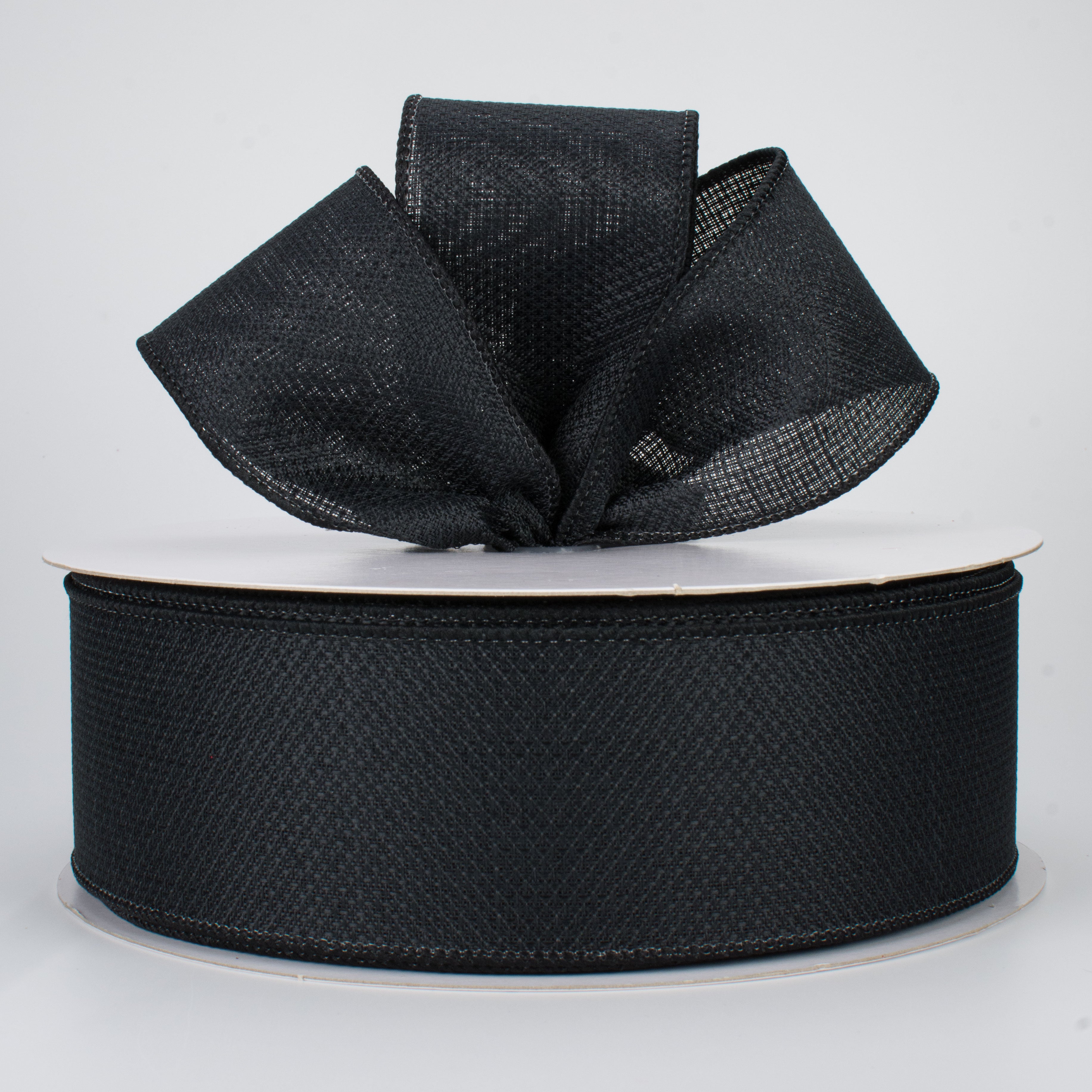 2.5" Royal Faux Burlap Ribbon: Black (50 Yards) Lifestyle Photo