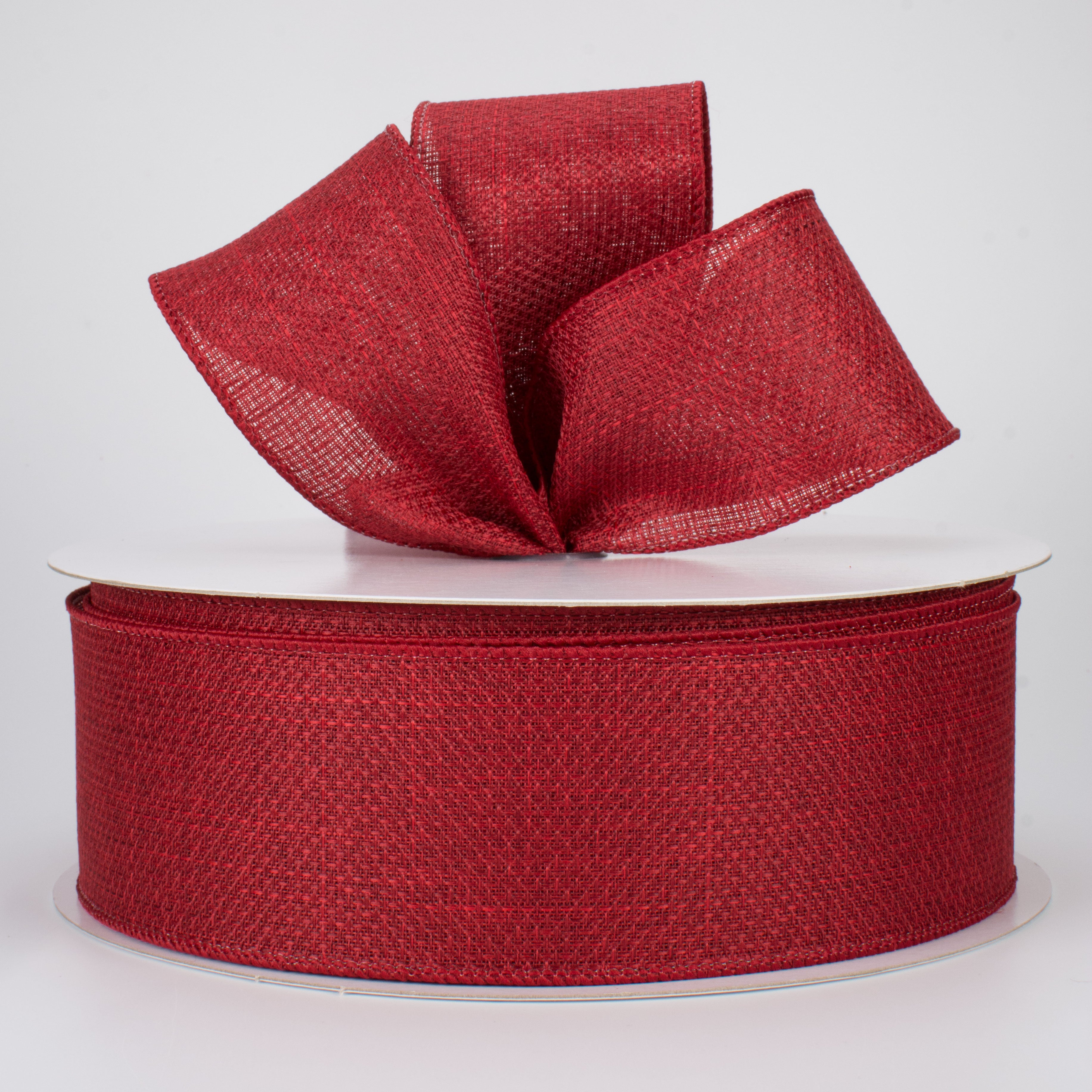 2.5" Royal Faux Burlap Ribbon: Burgundy (50 Yards) Lifestyle Photo