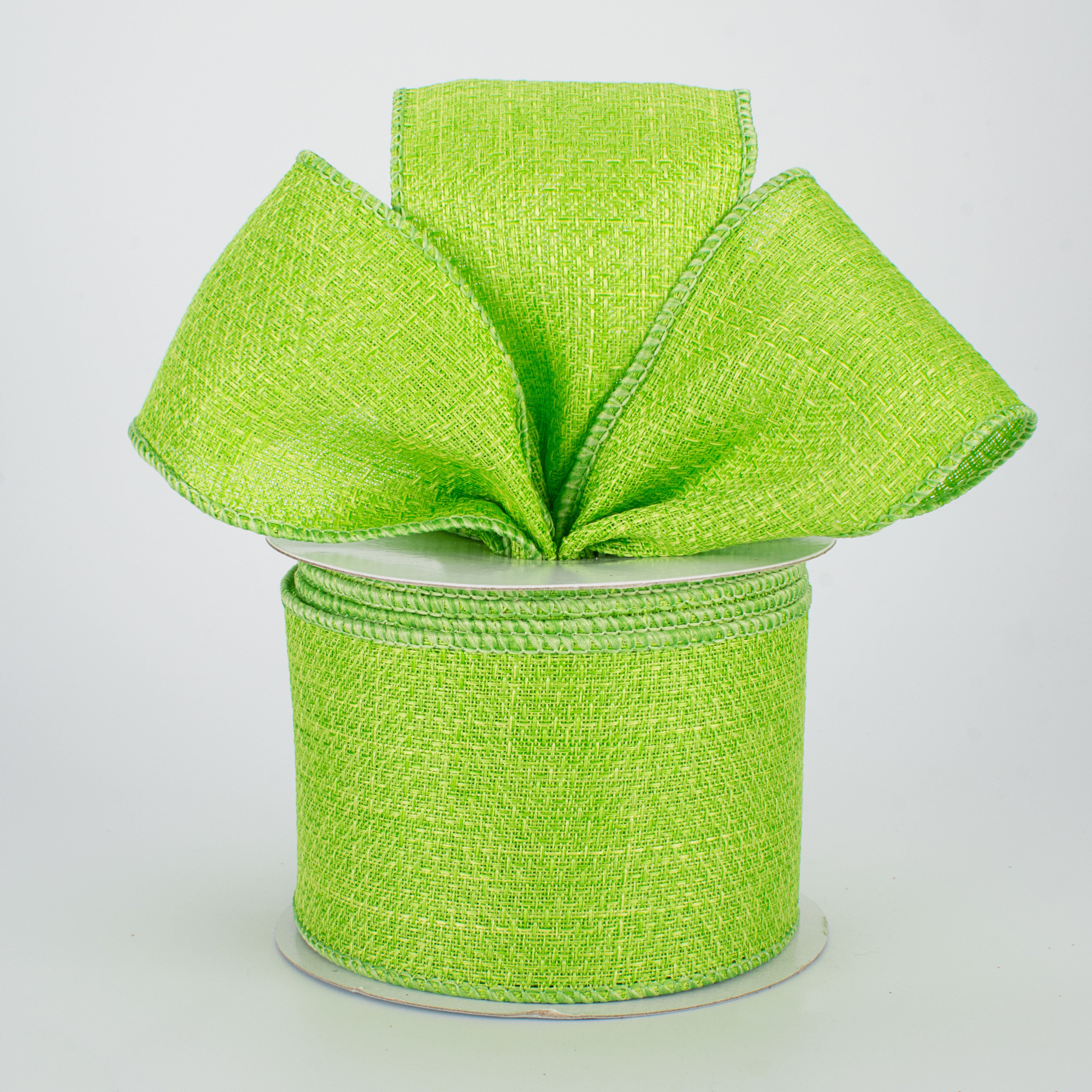 2.5" Royal Faux Burlap Ribbon: Lime Green (10 Yards) Lifestyle Photo