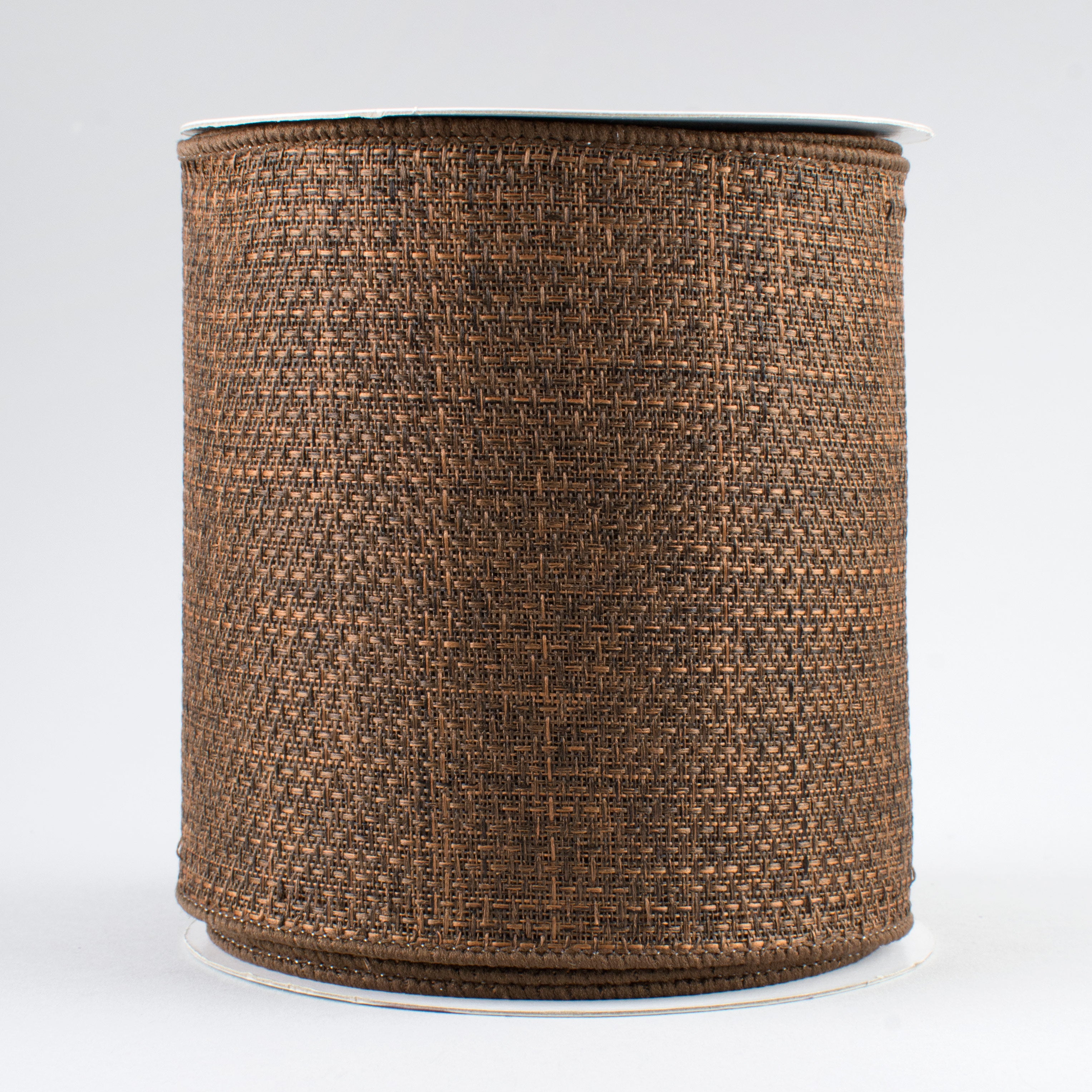 4" Royal Faux Burlap Ribbon: Mocha (10 Yards)
