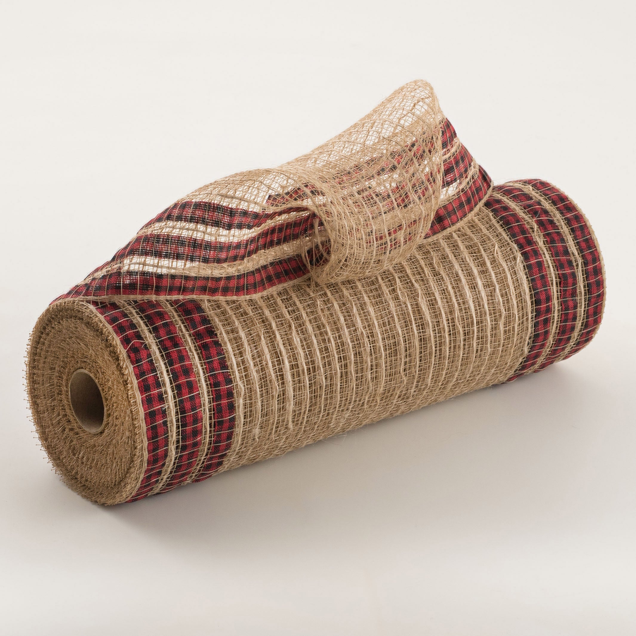 10" Ruffle Patterned Mesh: Natural Jute & Buffalo Plaid Print Item Number: XB106810-10
