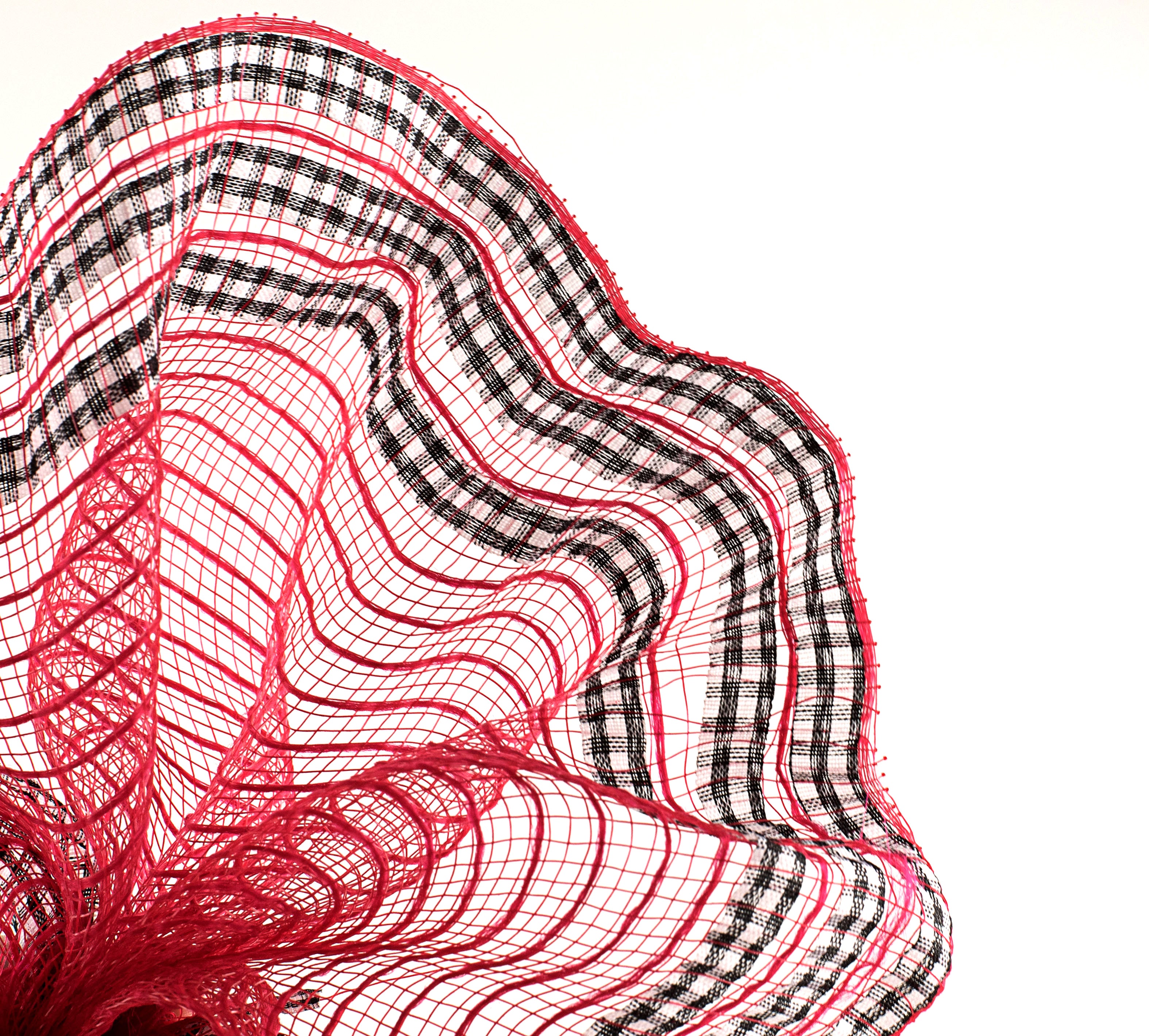 10" Ruffle Patterned Mesh: Red Jute & Buffalo Plaid Print Lifestyle Photo