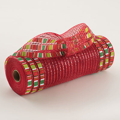 10" Ruffle Patterned Mesh: Red Metallic & Christmas Print Item Number: XB106610-29