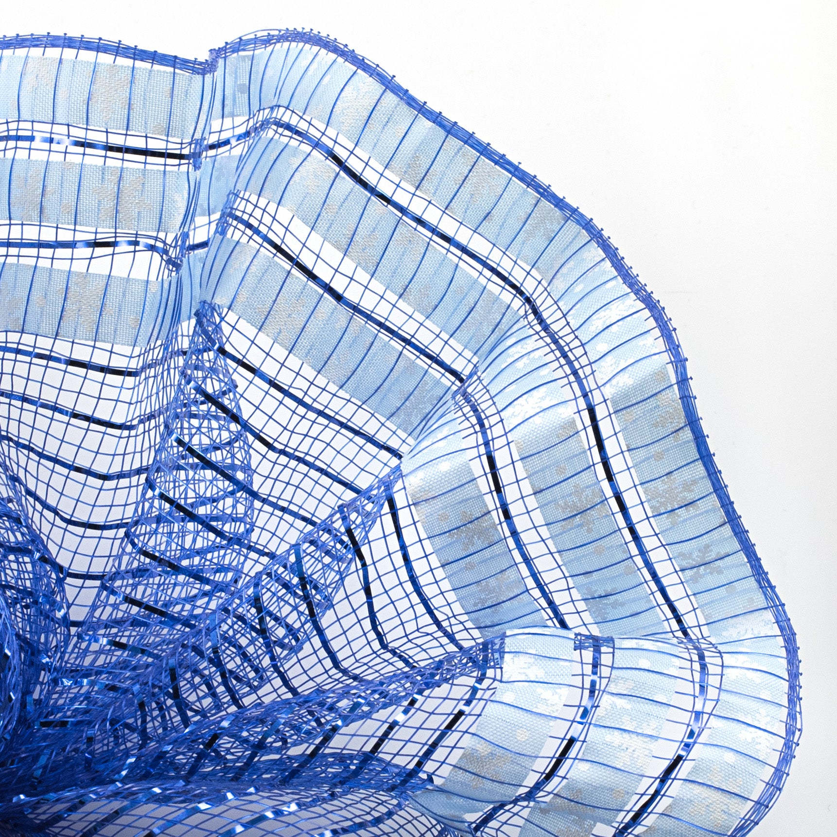 10" Ruffle Patterned Mesh: Royal Blue Metallic With Snowflakes Lifestyle Photo