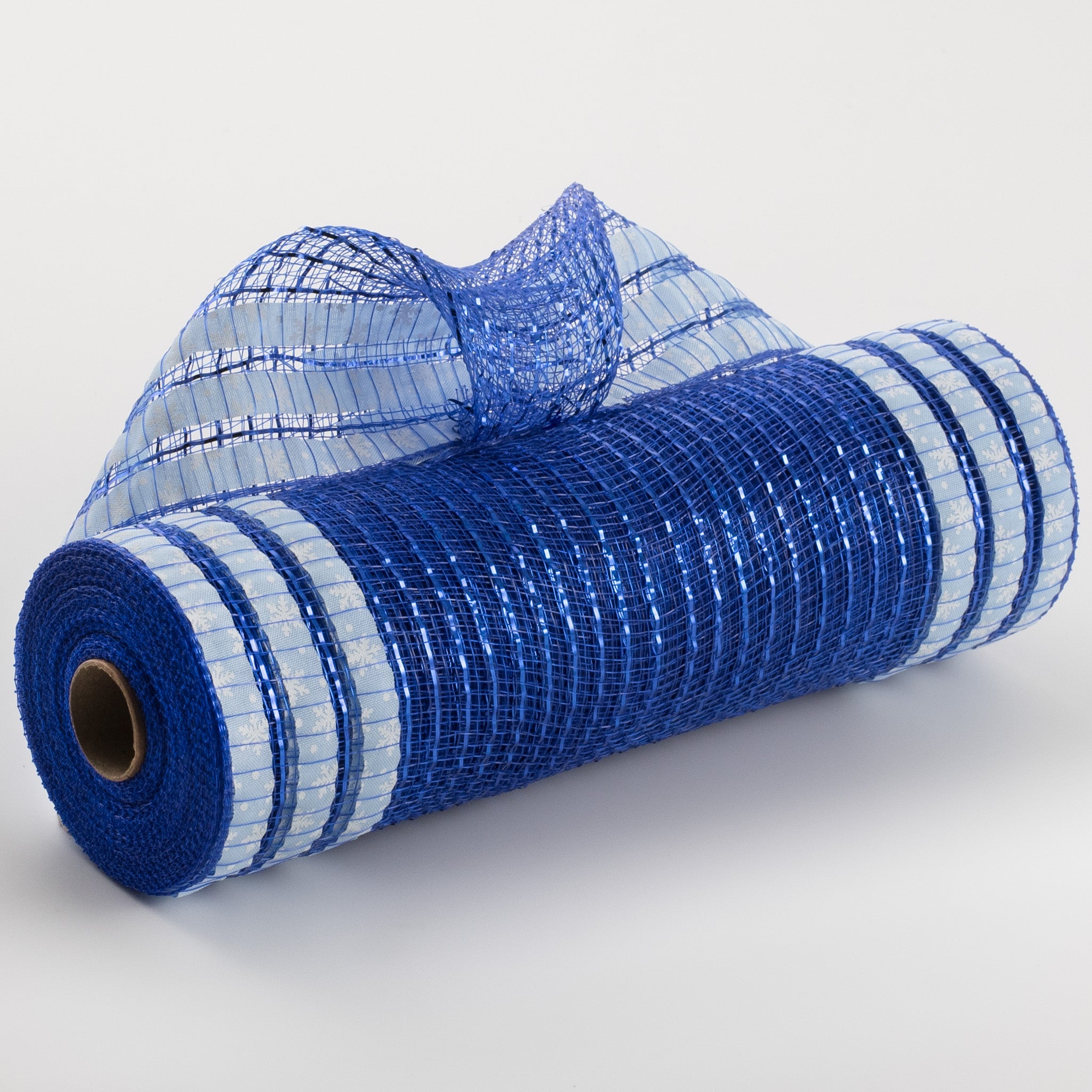 10" Ruffle Patterned Mesh: Royal Blue Metallic With Snowflakes Item Number: XB108710-04