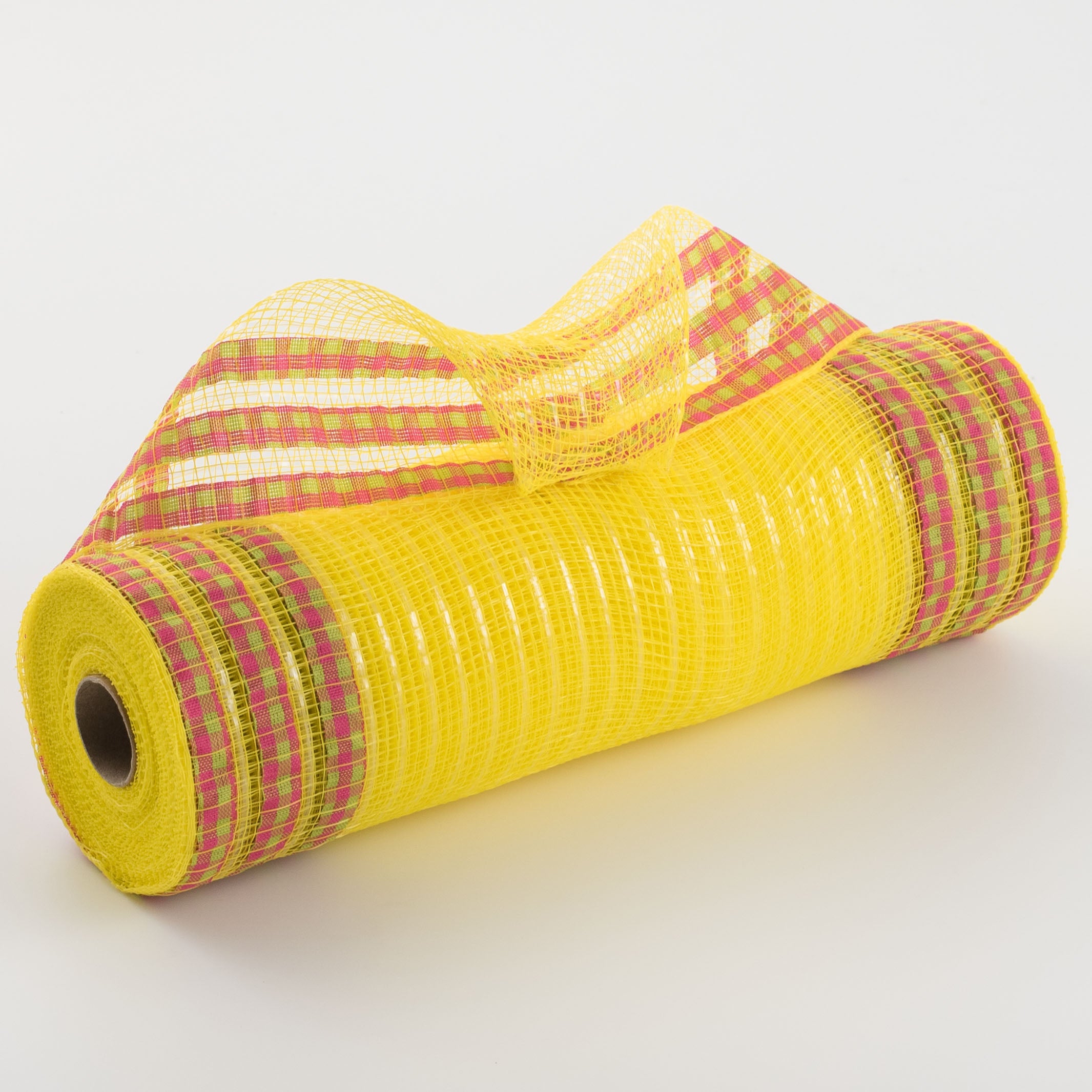 10" Ruffle Patterned Mesh: Yellow Metallic & Spring Plaid Edge Item Number: XB107910-49