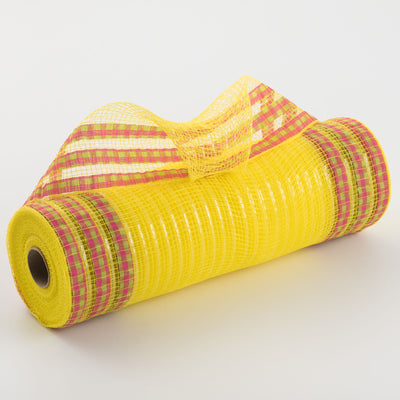 10" Ruffle Patterned Mesh: Yellow Metallic & Spring Plaid Edge Item Number: XB107910-49