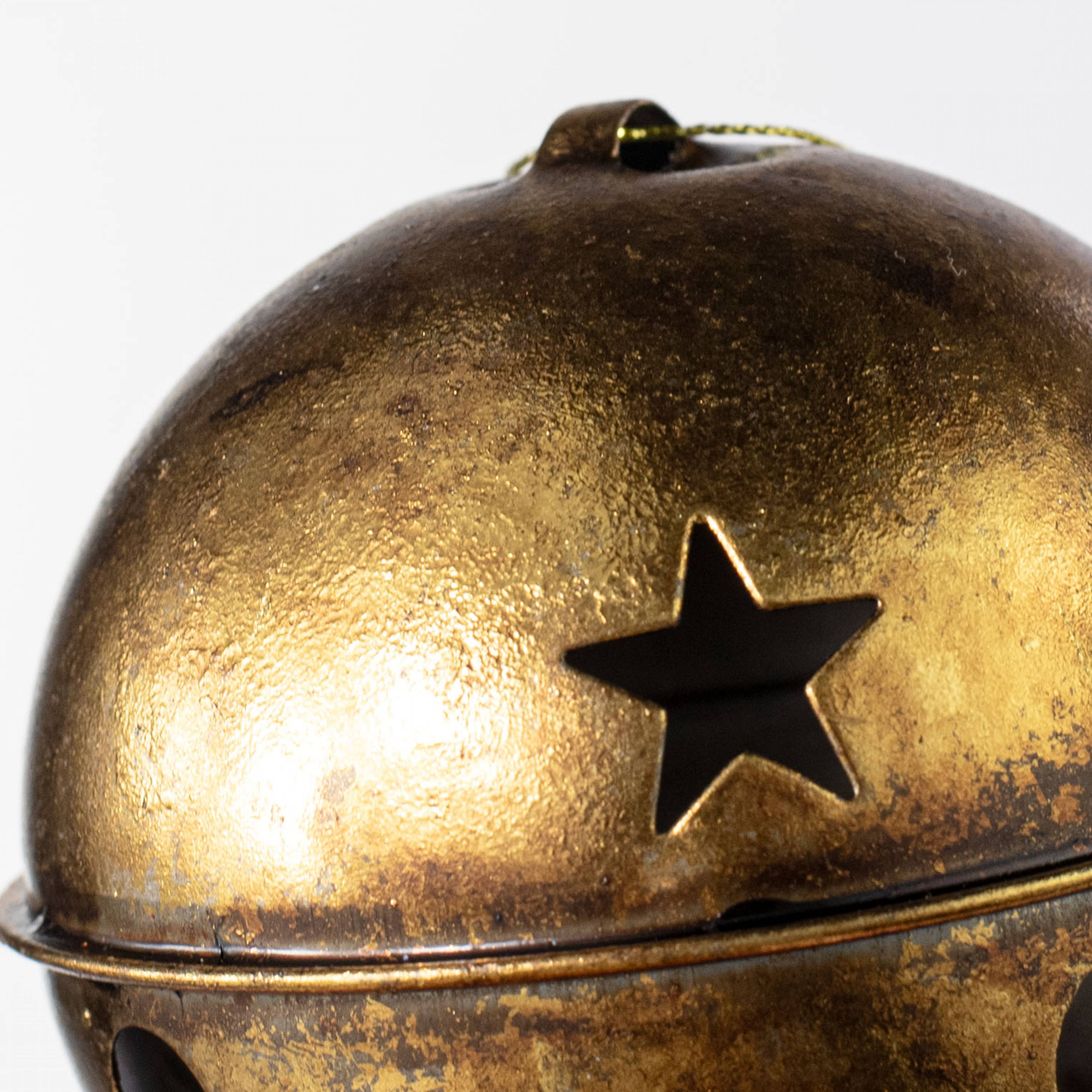 4" Rustic Jingle Bell Ornament: Gold detail photo 3