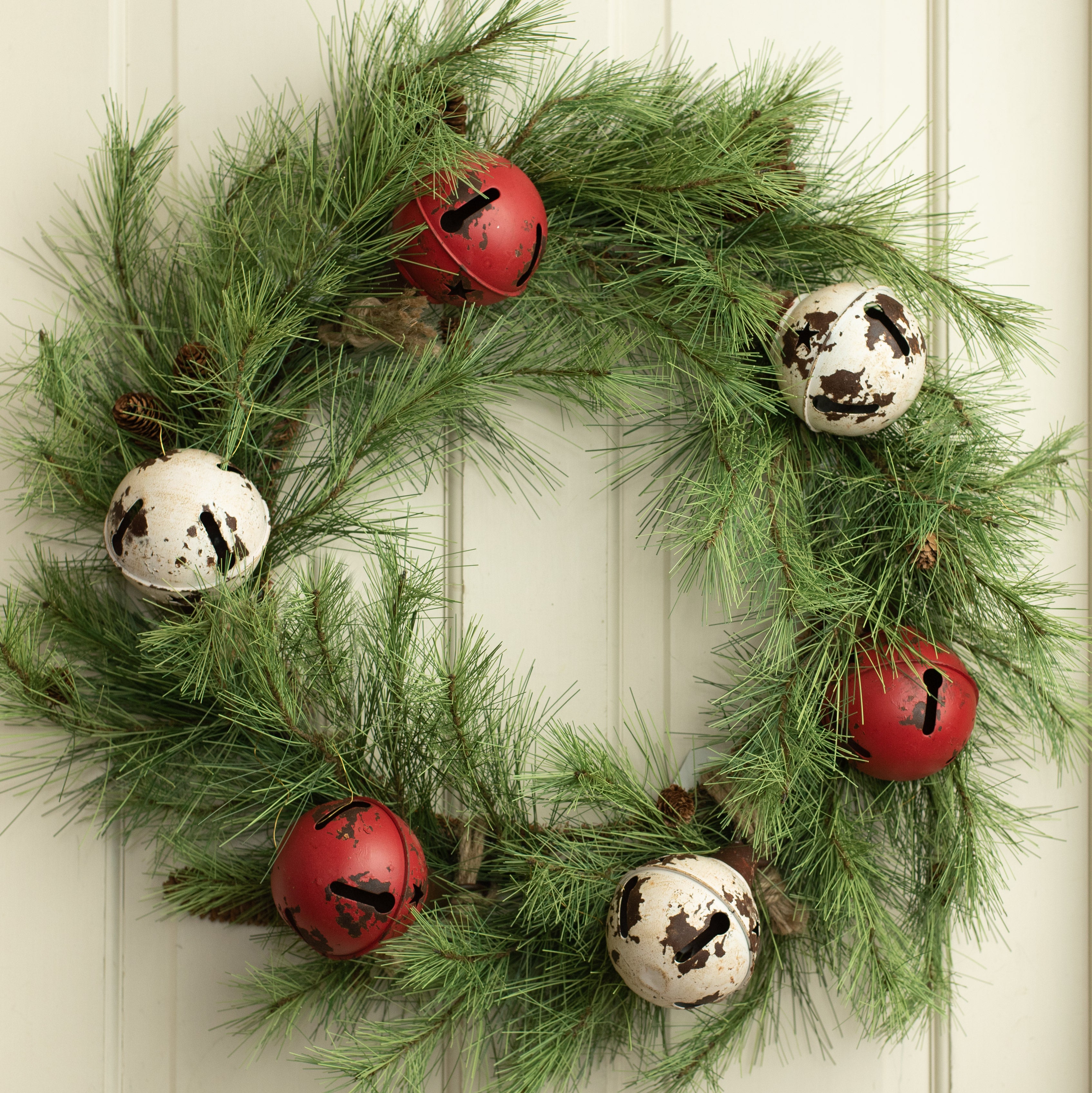 4" Rustic Metal Jingle Bell: Cream Lifestyle Photo