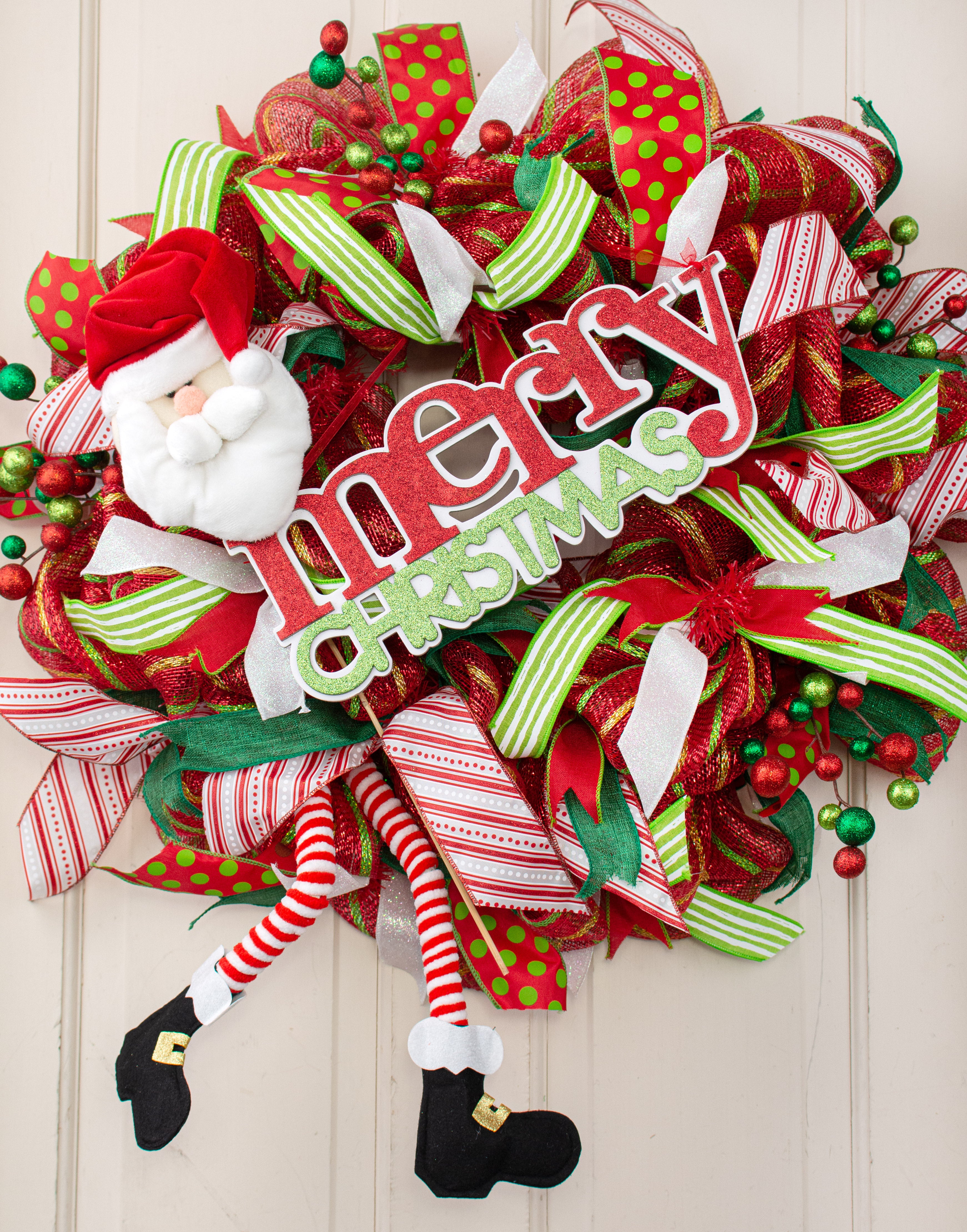 14" Santa Leg Christmas Spray Lifestyle Photo