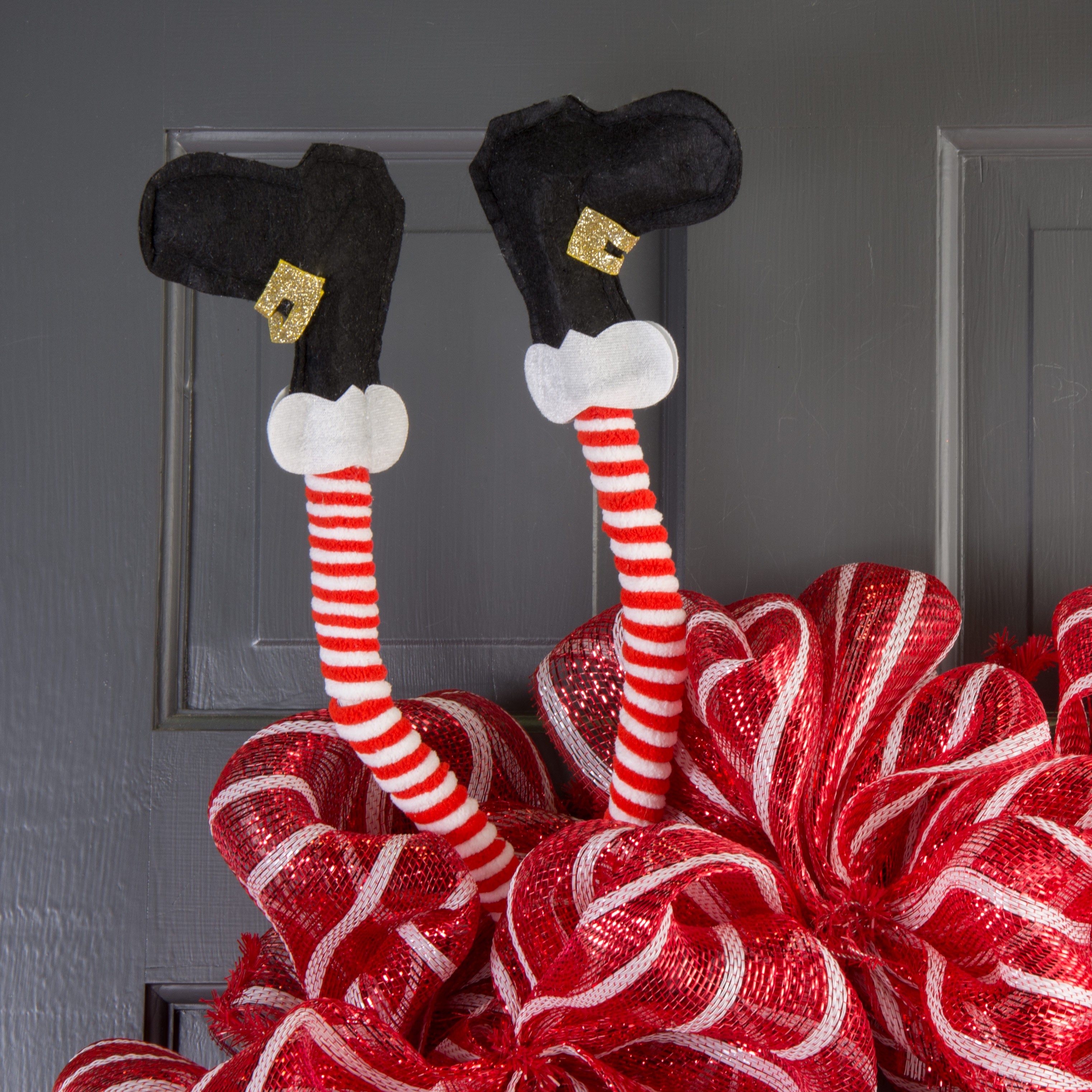 14" Santa Leg Christmas Spray detail photo 4
