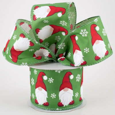 2.5" Satin Christmas Gnome Ribbon: Emerald Green, Red (10 Yards) Lifestyle Photo