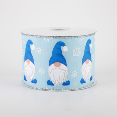 2.5" Satin Christmas Gnome Ribbon: Light Blue, Silver (10 Yards) Item Number: 71110-40-04
