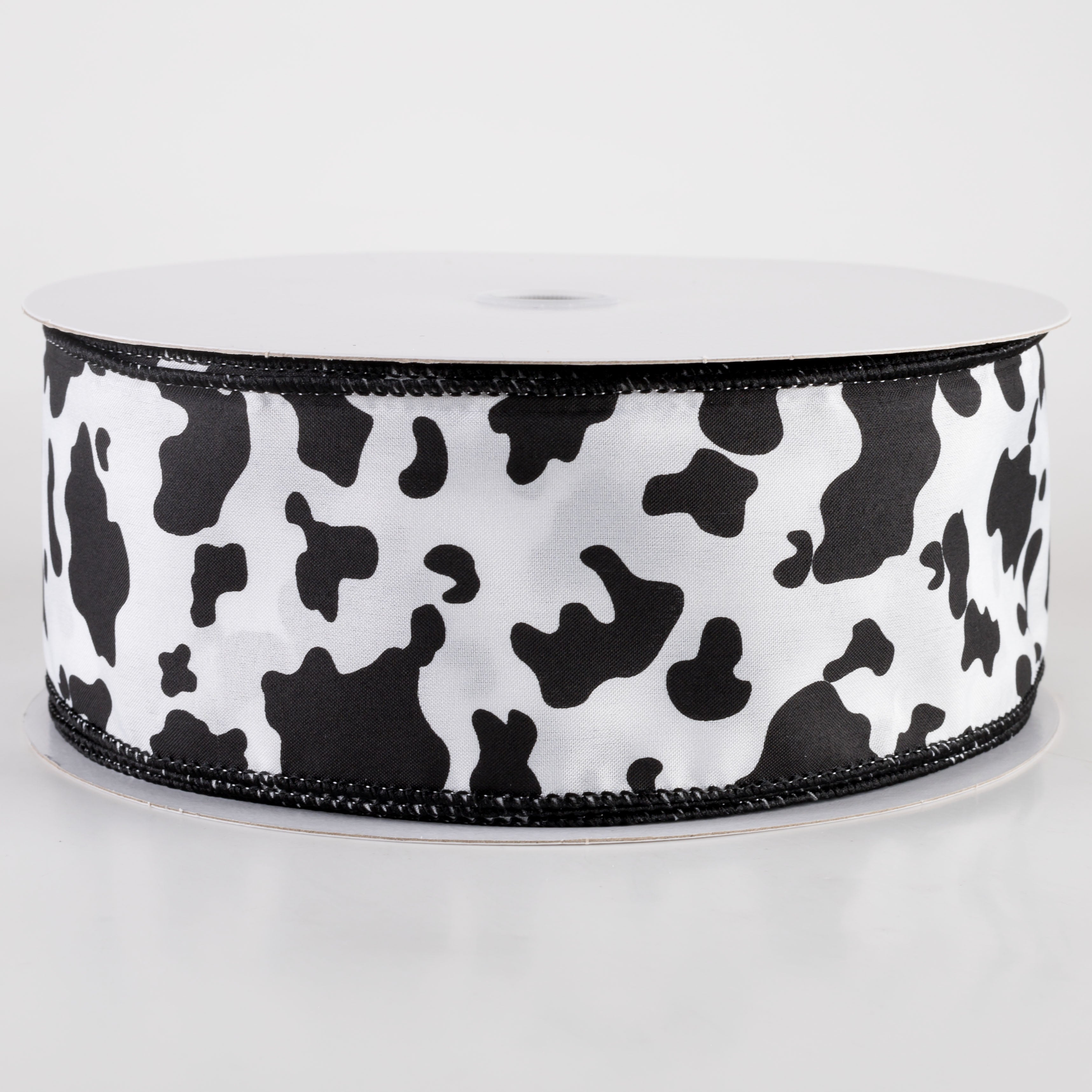 2.5" Satin Cow Print Ribbon: Black & White (50 Yards) Item Number: 861-40-408