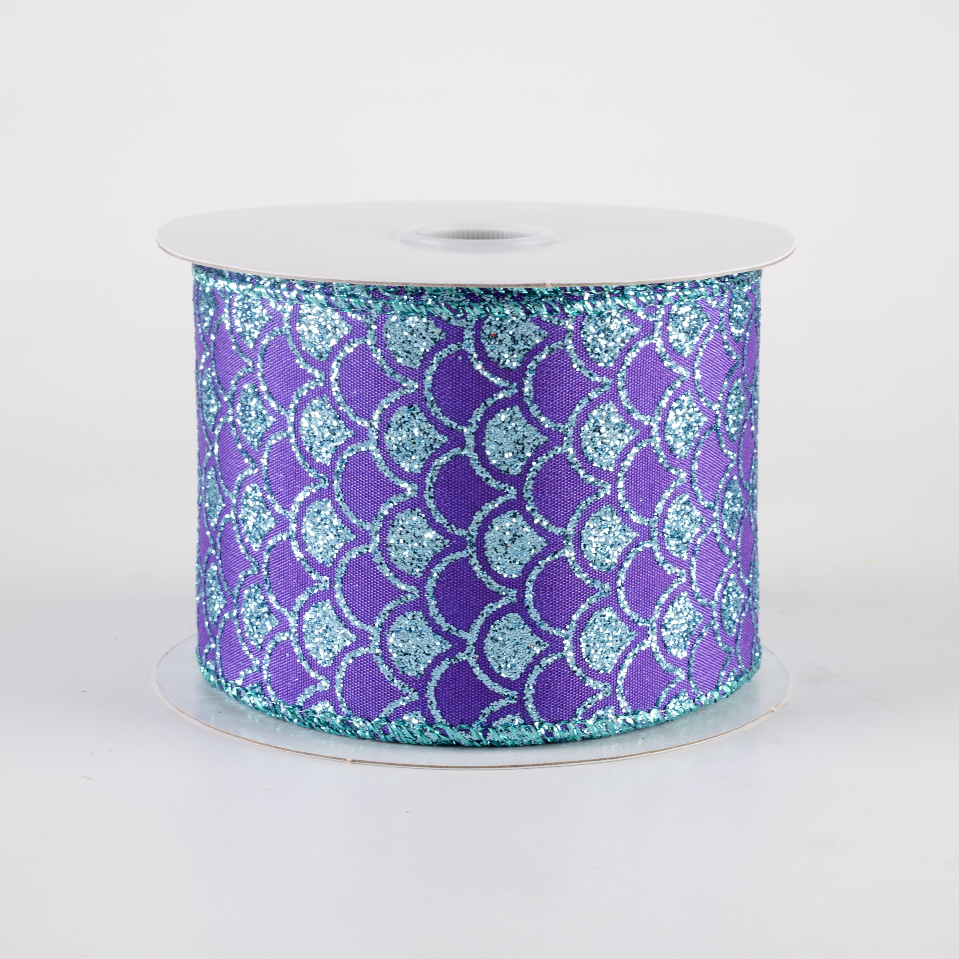 2.5" Satin Fish Scales Mermaid Ribbon: Purple & Aqua (10 Yards)