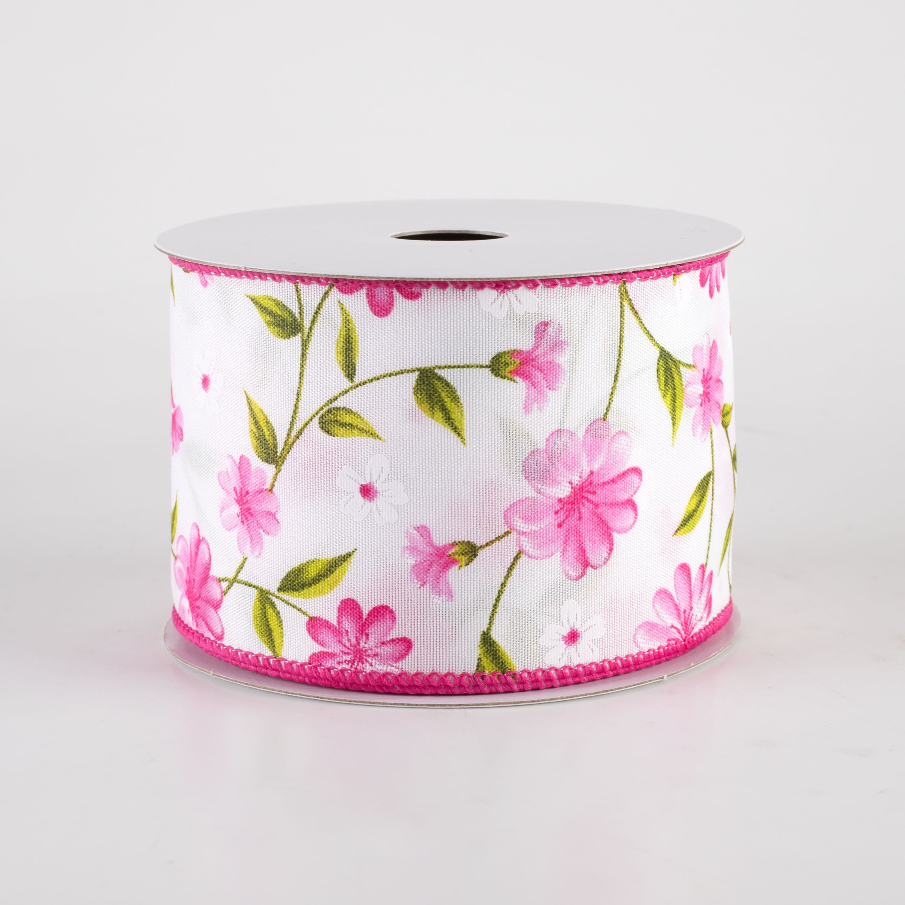 2.5" Satin Flutter Flowers Ribbon: Pink (10 Yards)
