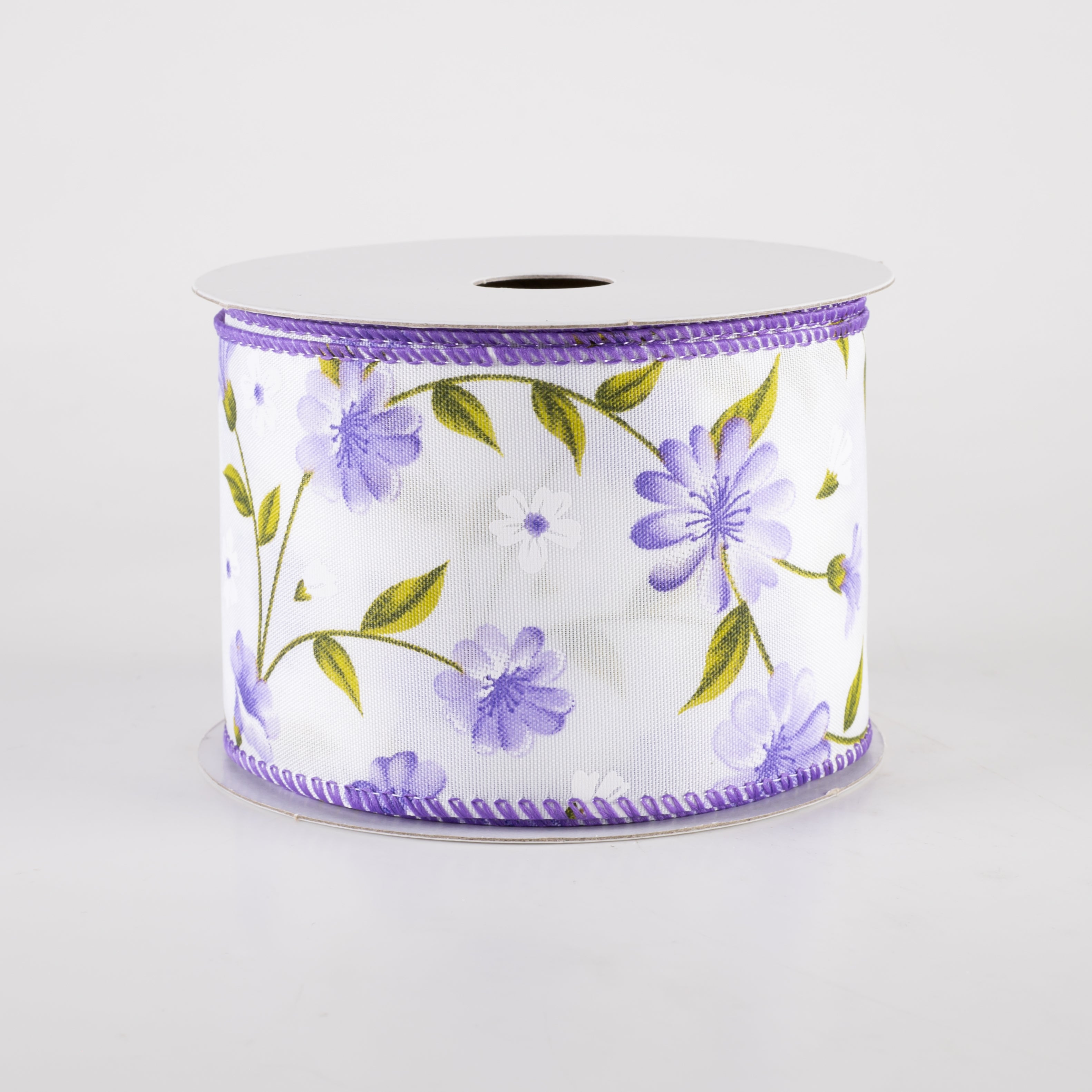 2.5" Satin Flutter Flowers Ribbon: Purple (10 Yards)