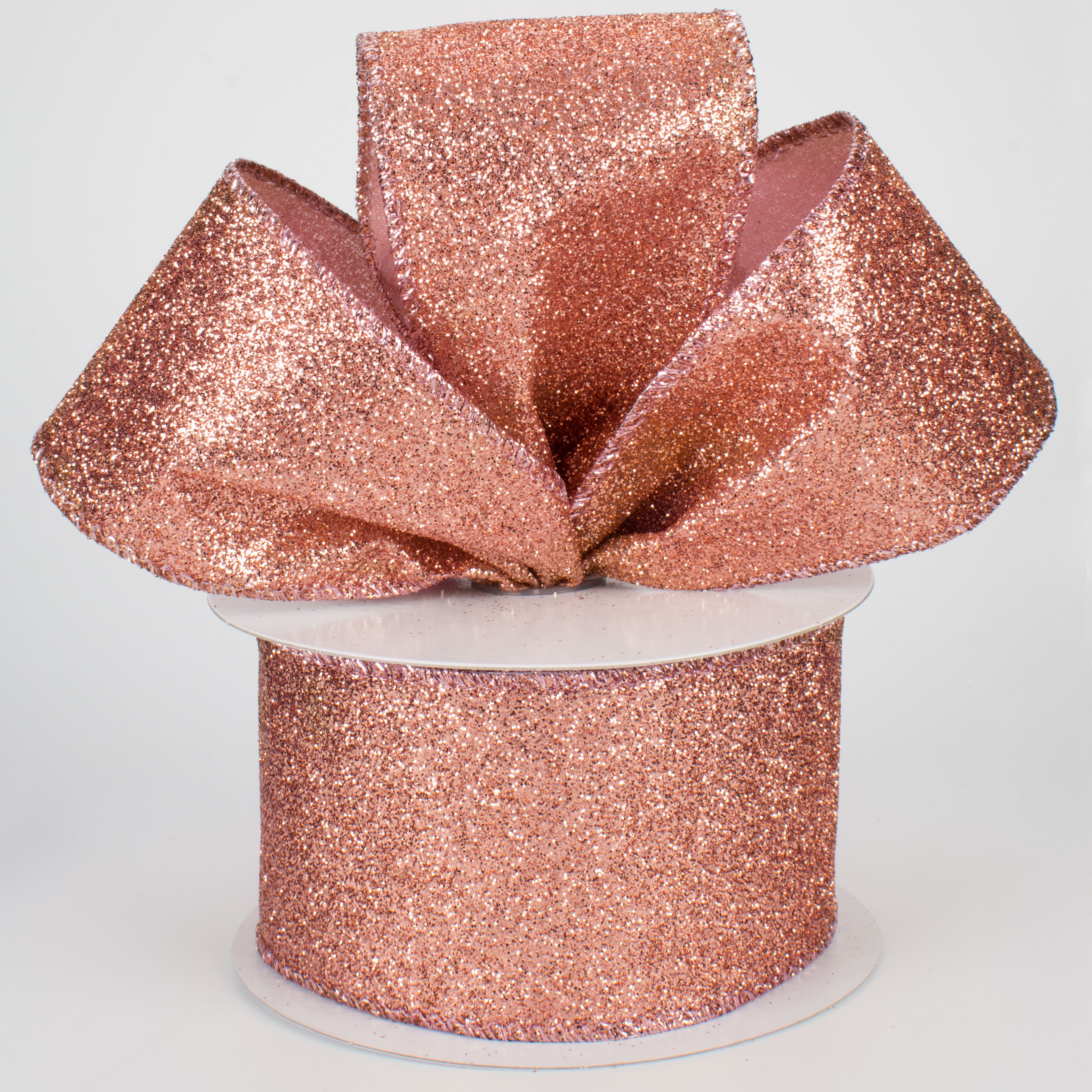 2.5" Satin Glitter Ribbon: Rose Gold (10 Yards) Lifestyle Photo